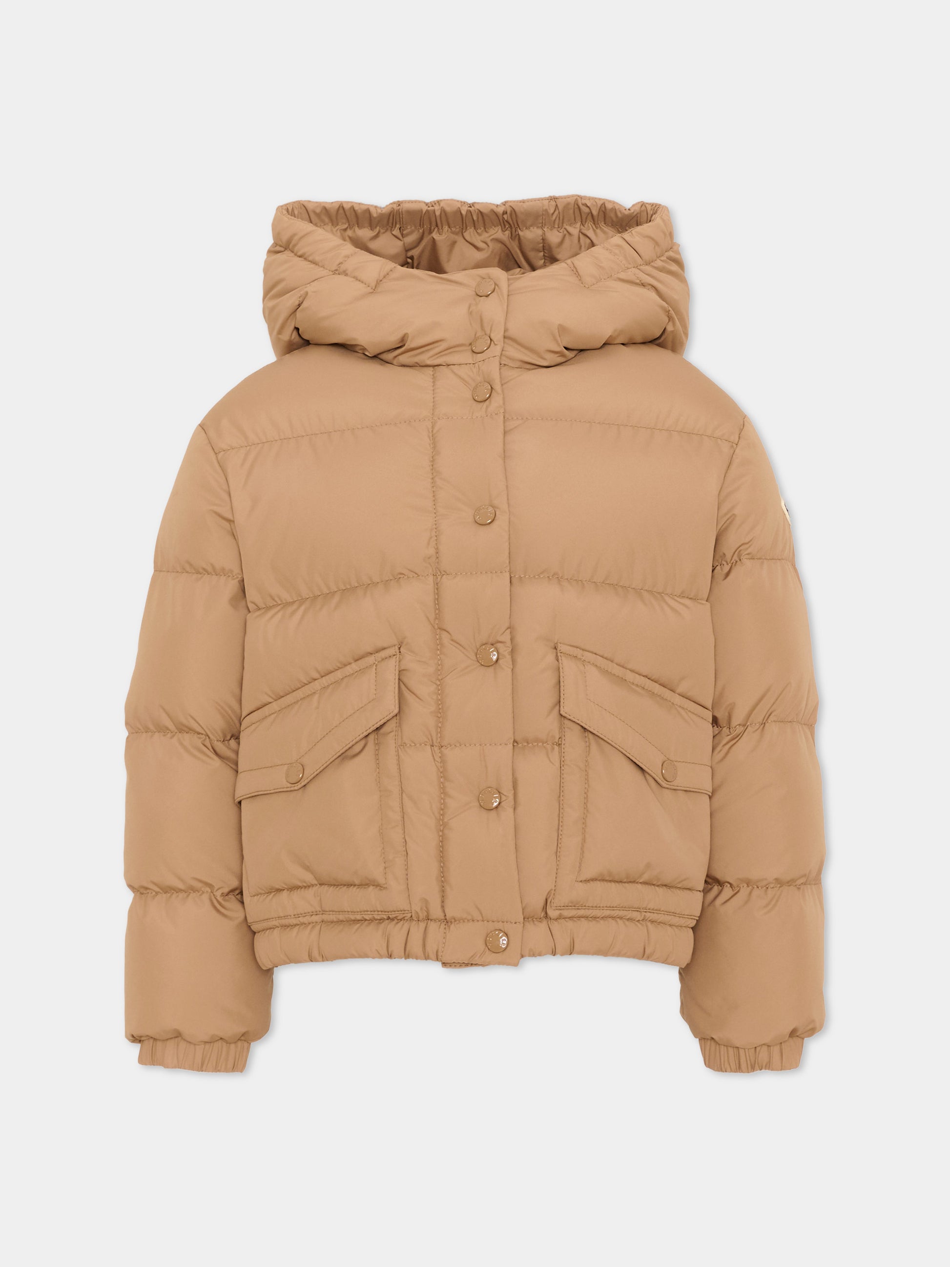 Piumino Phelanta beige per bambina con cappuccio,Moncler Kids,L2954 1A00087 597YW 248