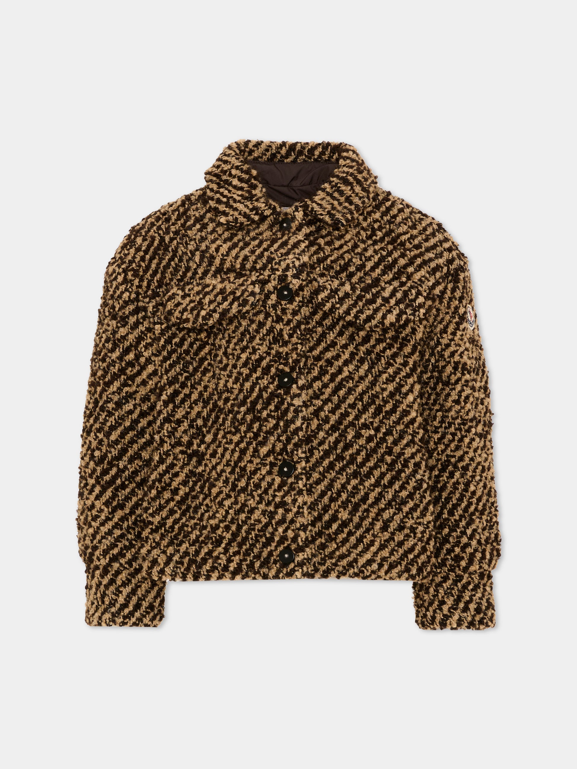 Cappotto marrone per bambina bouclé,Moncler Kids,L2954 2F00005 599PX F92