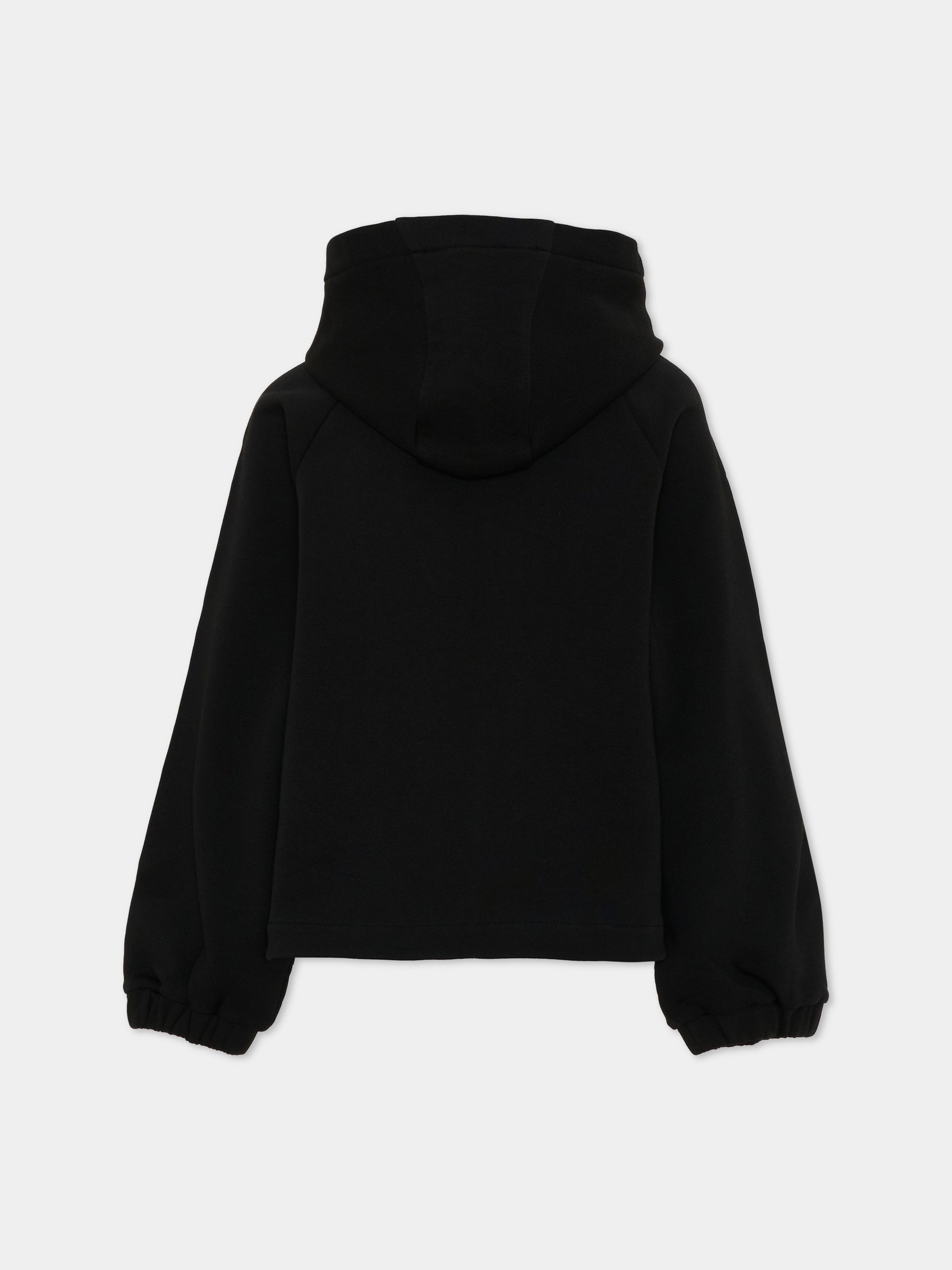 Felpa con cappuccio nero per bambina logo,Moncler Kids,L2954 8G00033 899PS 999