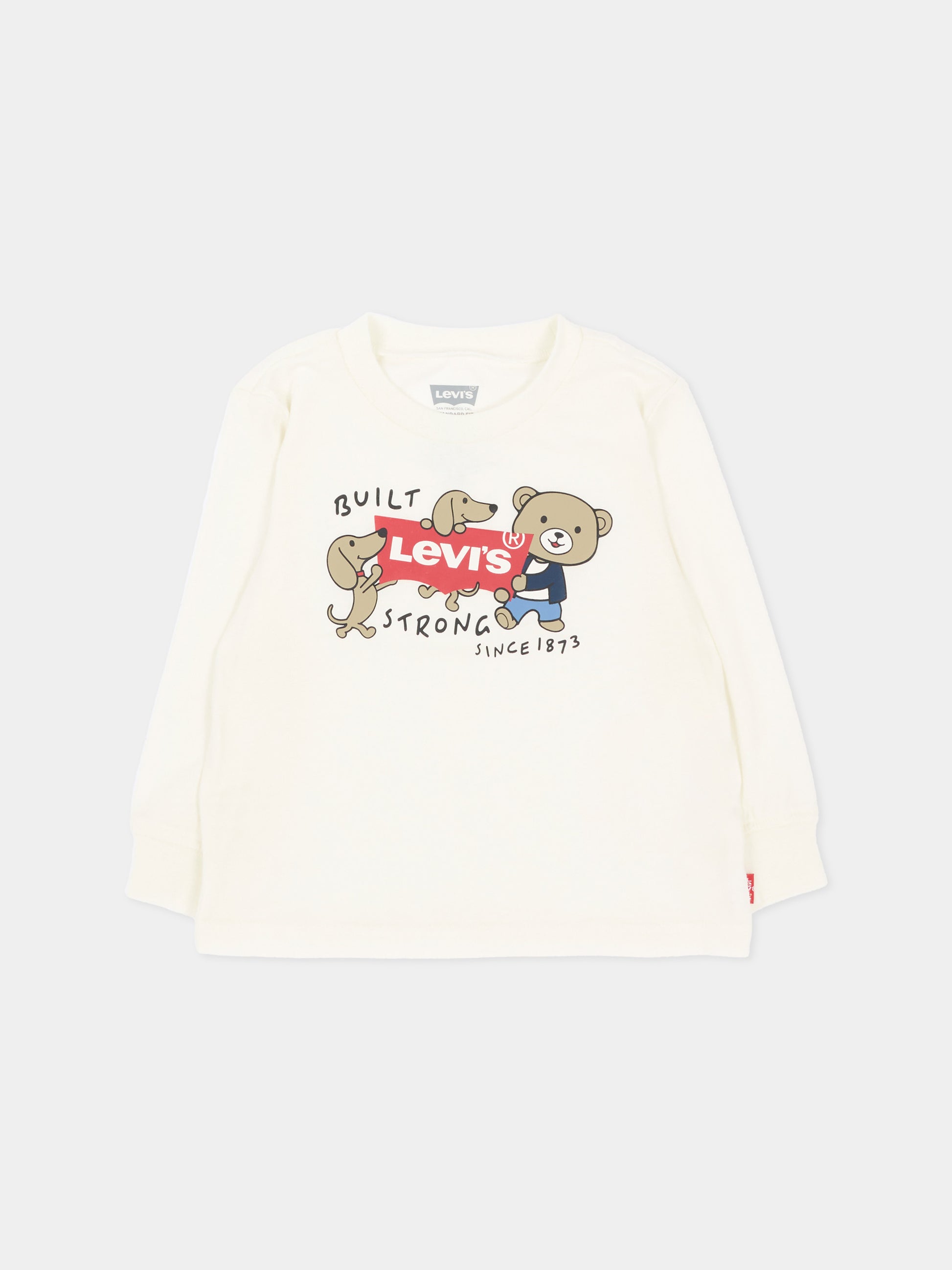 T-shirt a manica lunga avorio logo per neonati,Levi's Kids,6ER765 W0E