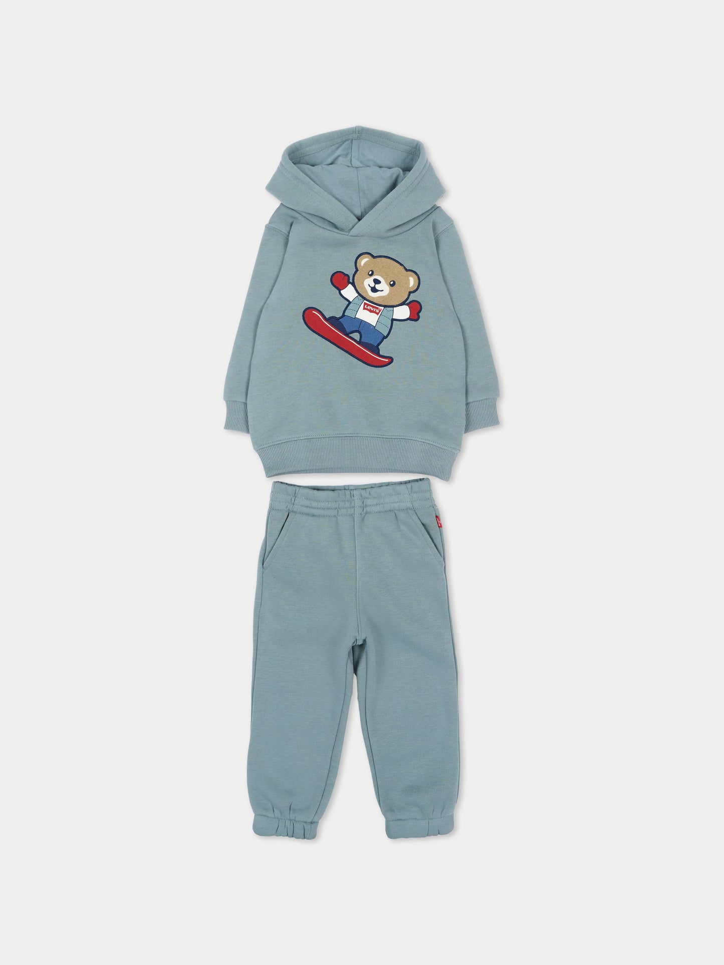 Completo sportivo lungo verde con orsetto per neonato,Levi's Kids,6ER486 FDT