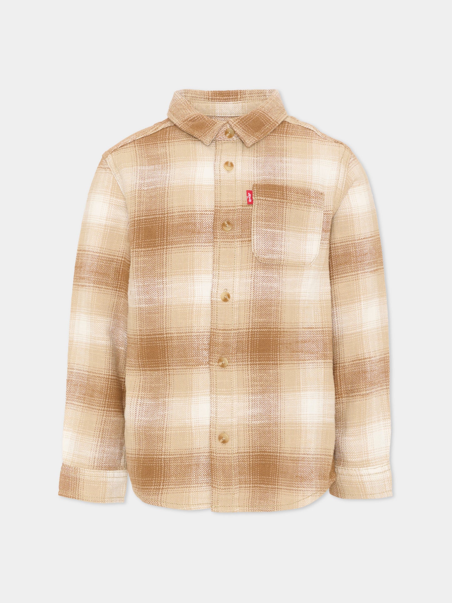 Camicia a manica lunga beige tartan per bambino,Levi's Kids,9ER927 XBJ