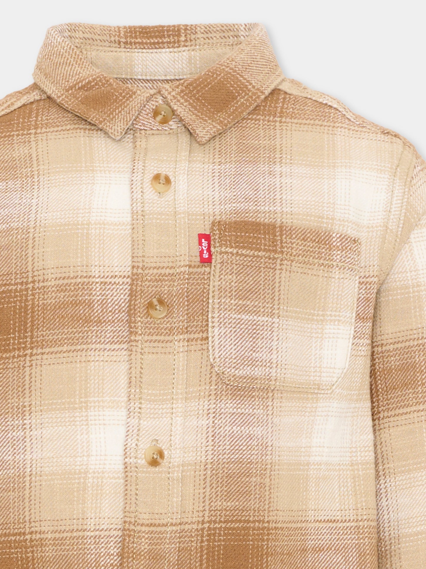 Camicia a manica lunga beige tartan per bambino,Levi's Kids,9ER927 XBJ