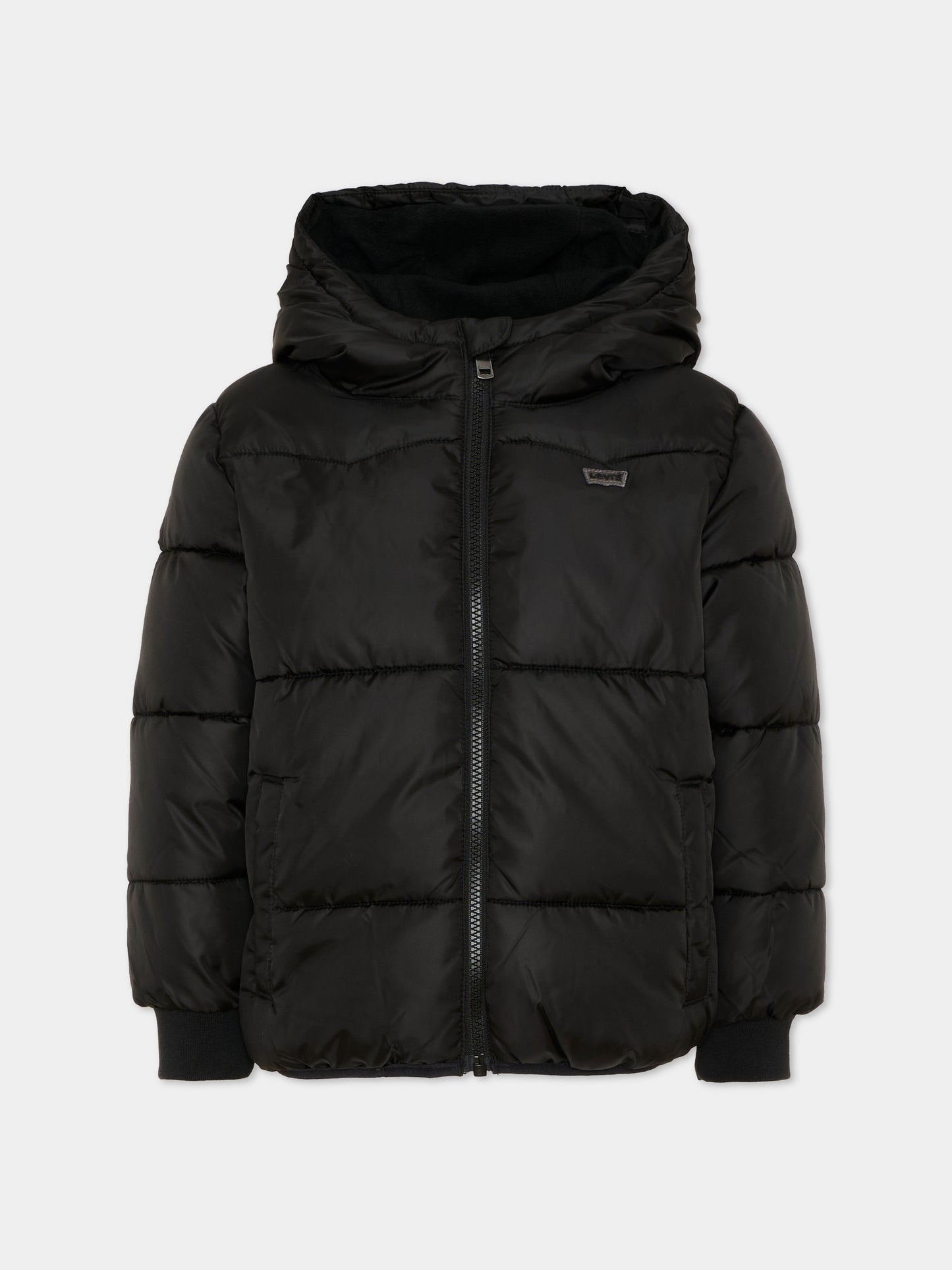 Piumino nero per bambini con cappuccio,Levi's Kids,9ER929 G52