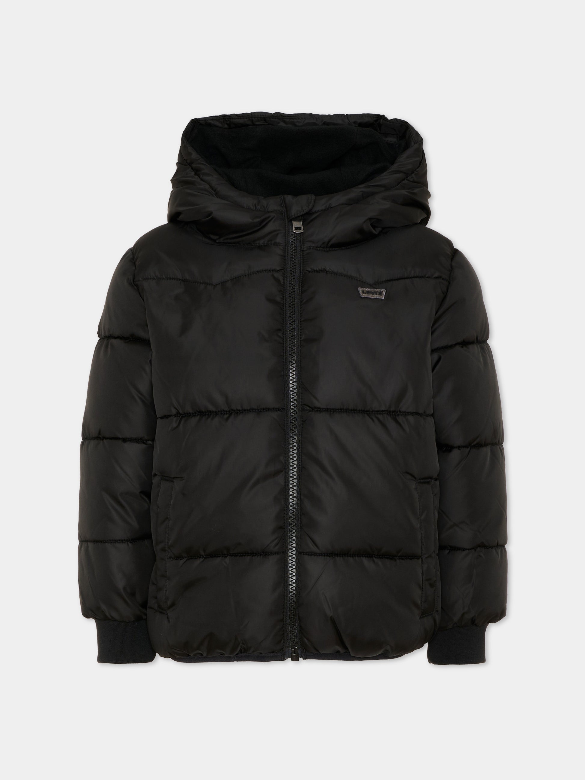 Piumino nero per bambini con cappuccio,Levi's Kids,9ER929 G52