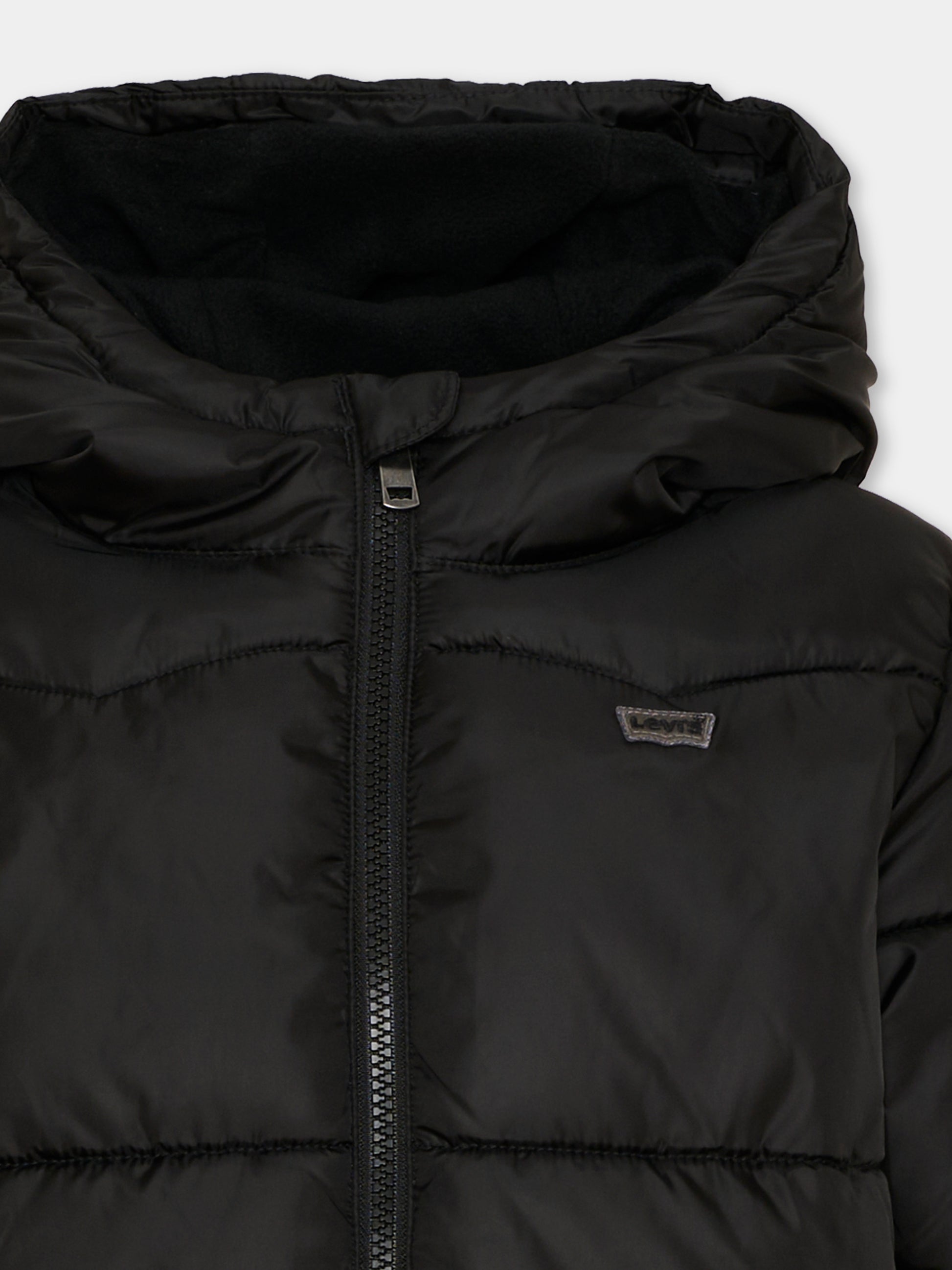 Piumino nero per bambini con cappuccio,Levi's Kids,9ER929 G52