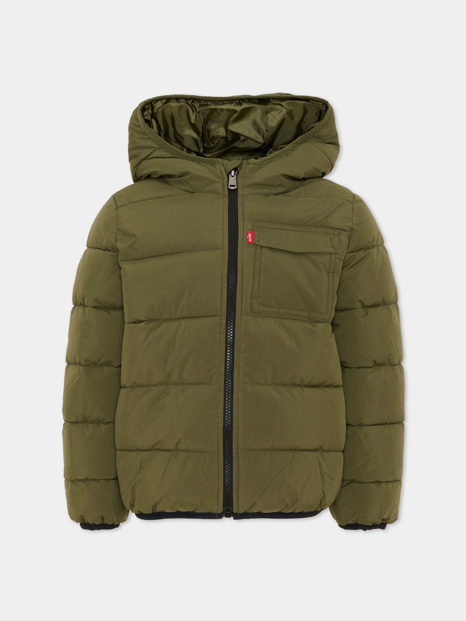 Piumino verde per bambini con cappuccio,Levi's Kids,9ER310 E3V