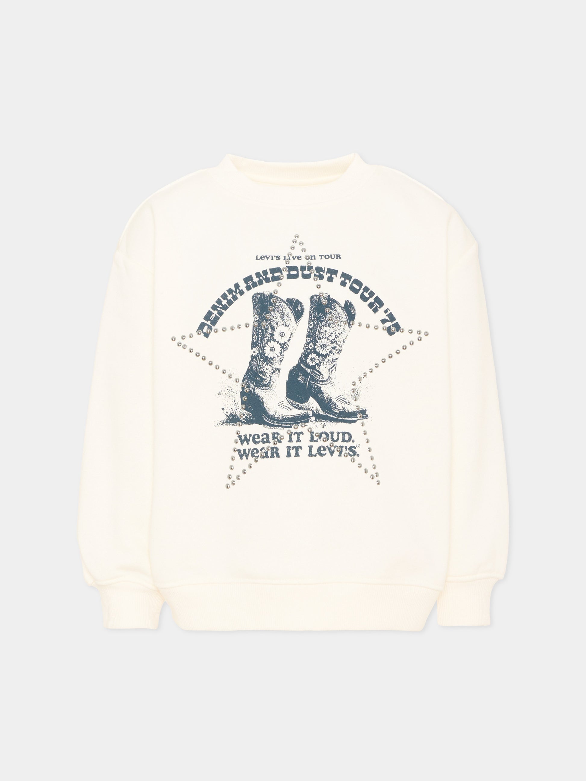 Maglione bianco per bambina stampato,Levi's Kids,4ER766 W0E