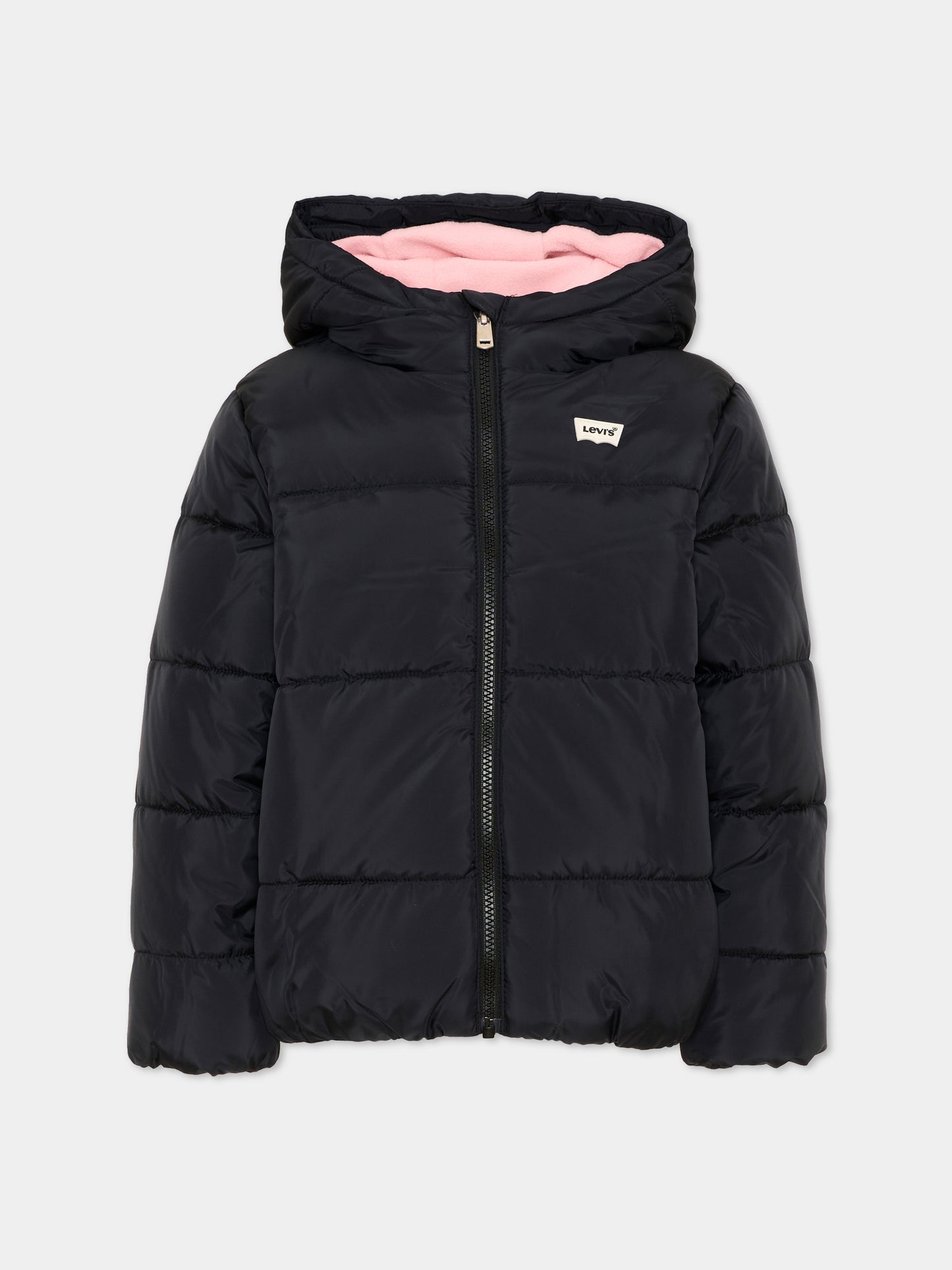 Piumino nero per bambina con cappuccio,Levi's Kids,4ER430 K9D