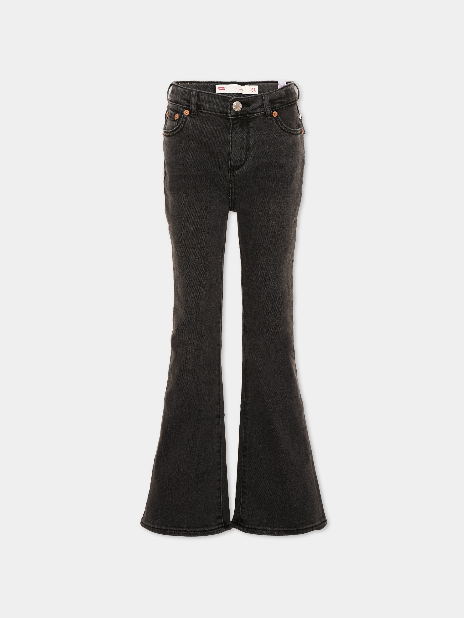 Jeans nero per bambina svasato,Levi's Kids,4EG970 DCN