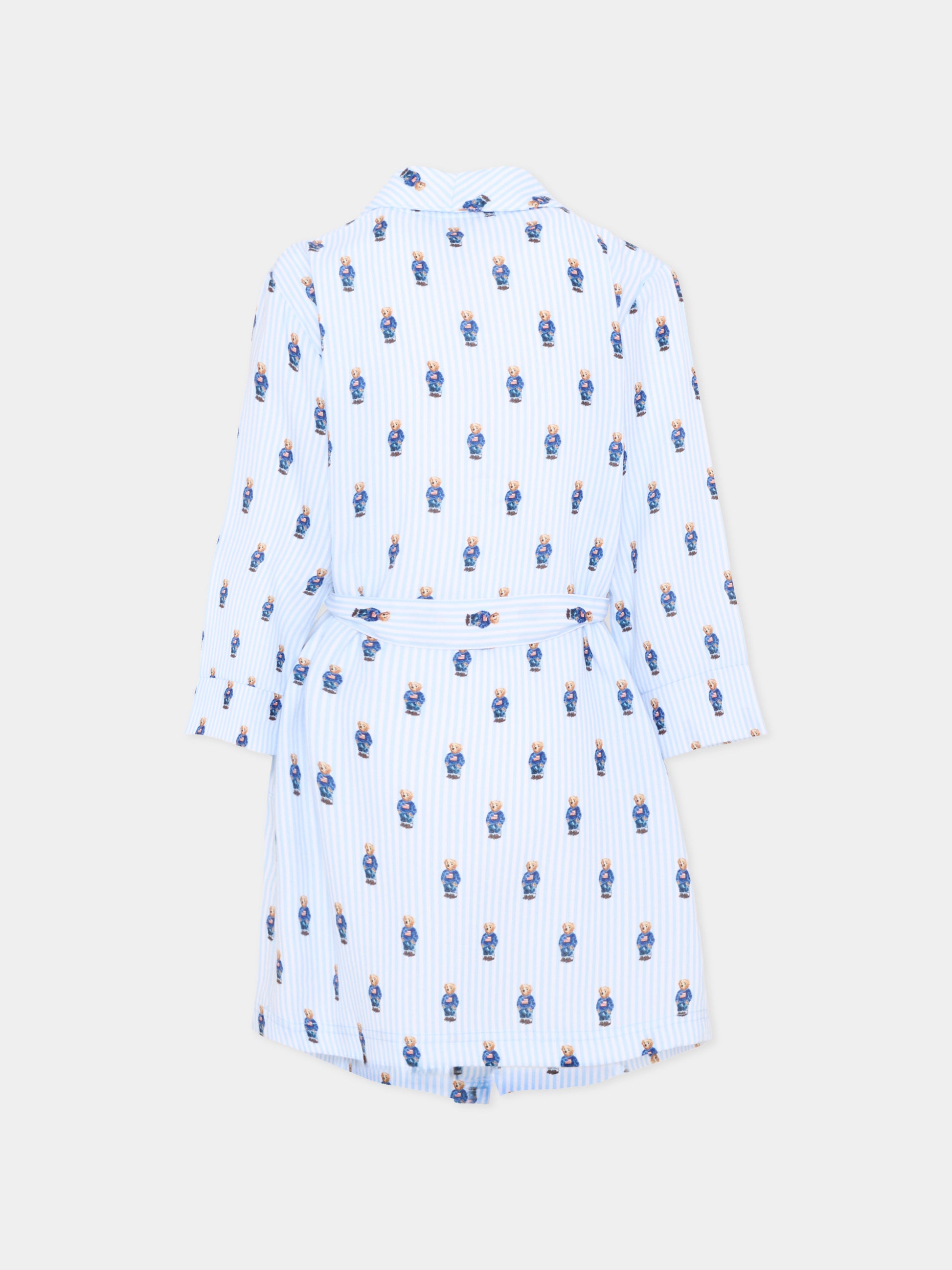 Vestaglie azzurra “Polo Bear” a righe,Ralph Lauren Kids,8P0033 BCR