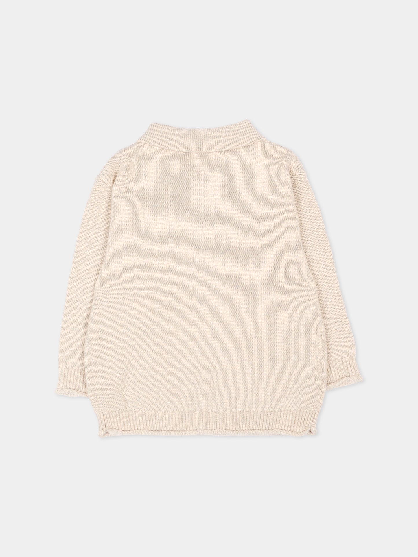 Polo beige per neonato in maglia,Mayoral,2376 064