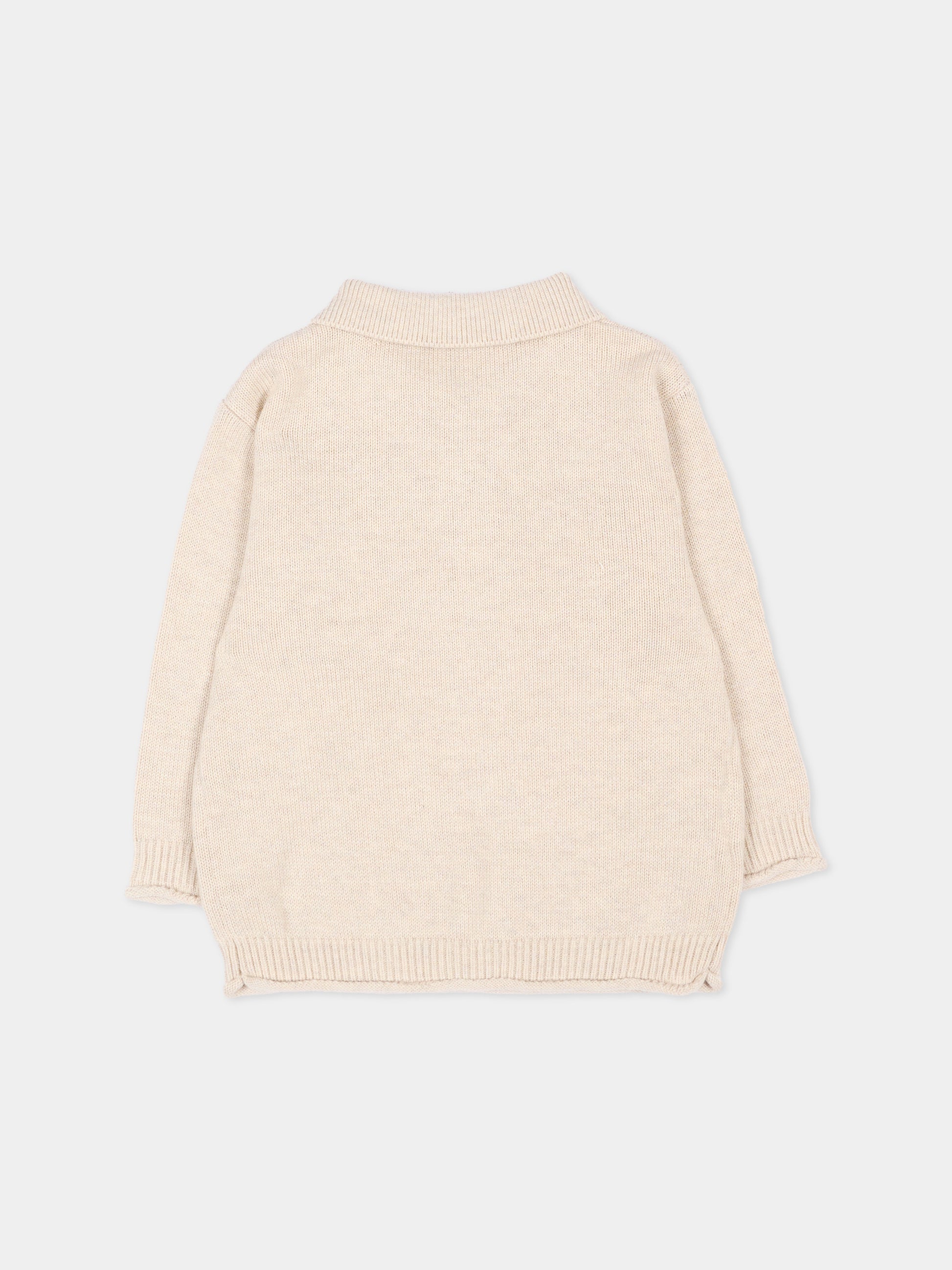 Polo beige per neonato in maglia,Mayoral,2376 064