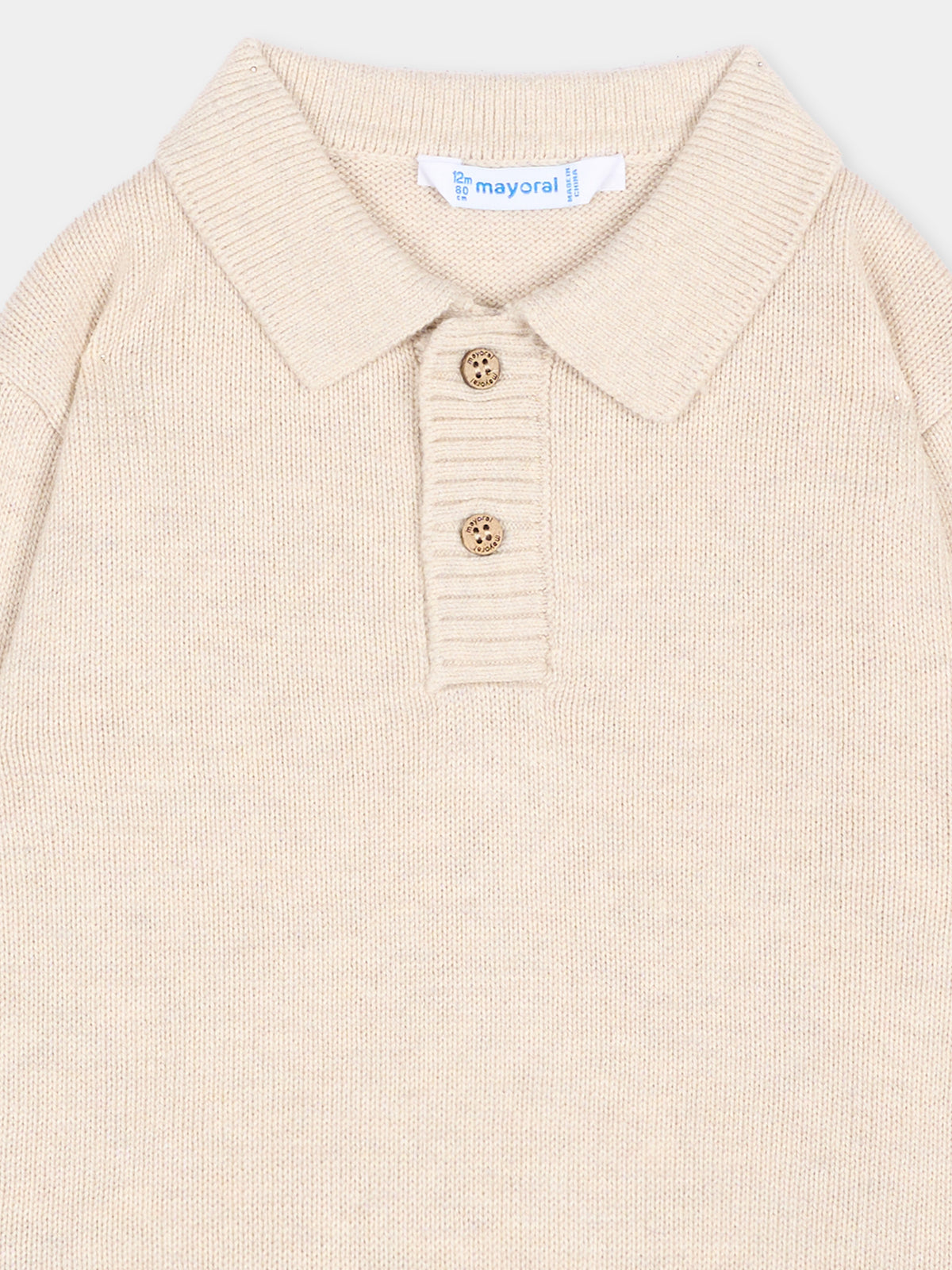 Polo beige per neonato in maglia,Mayoral,2376 064