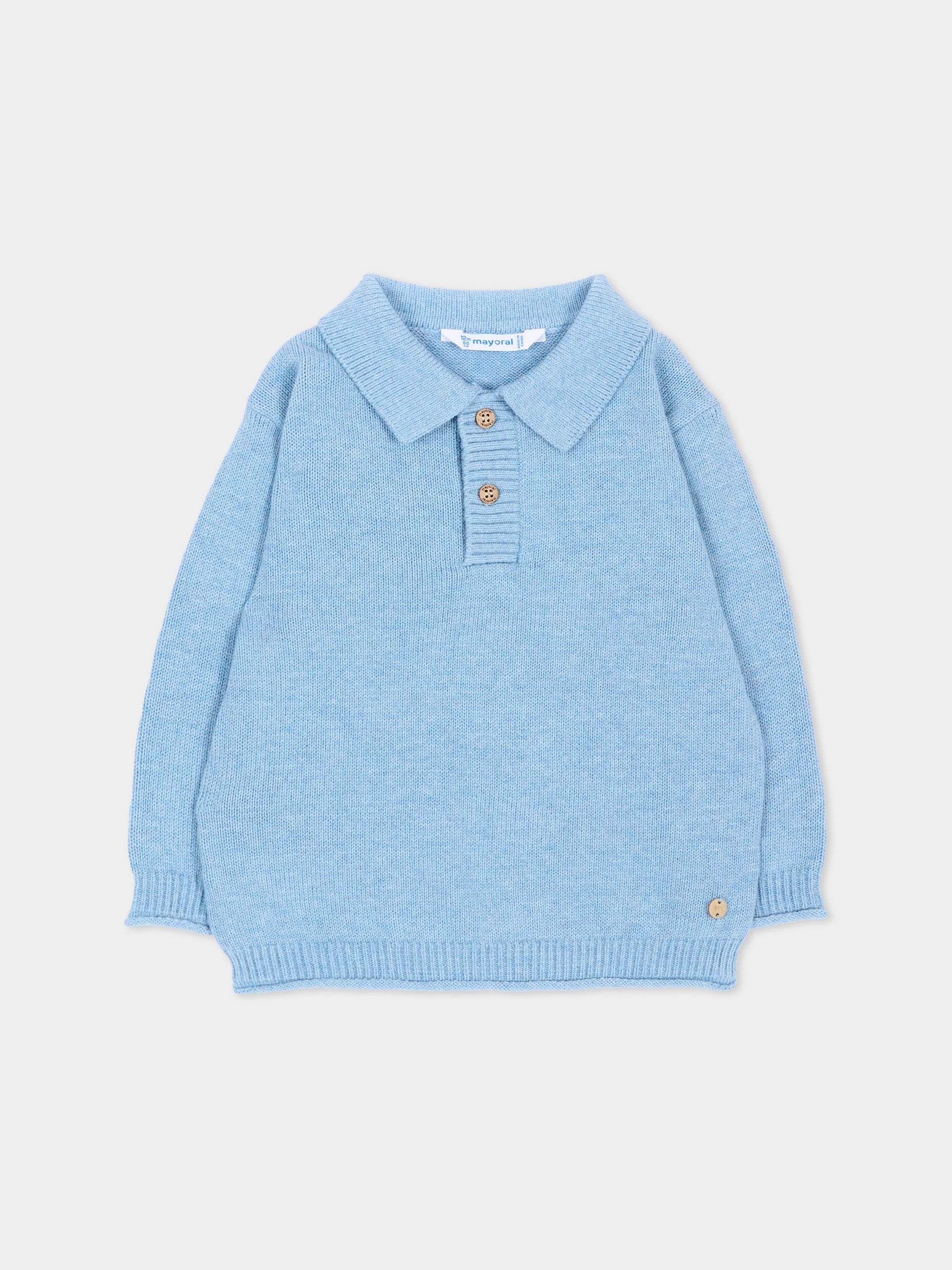 Polo celeste per neonato in maglia,Mayoral,2376 065