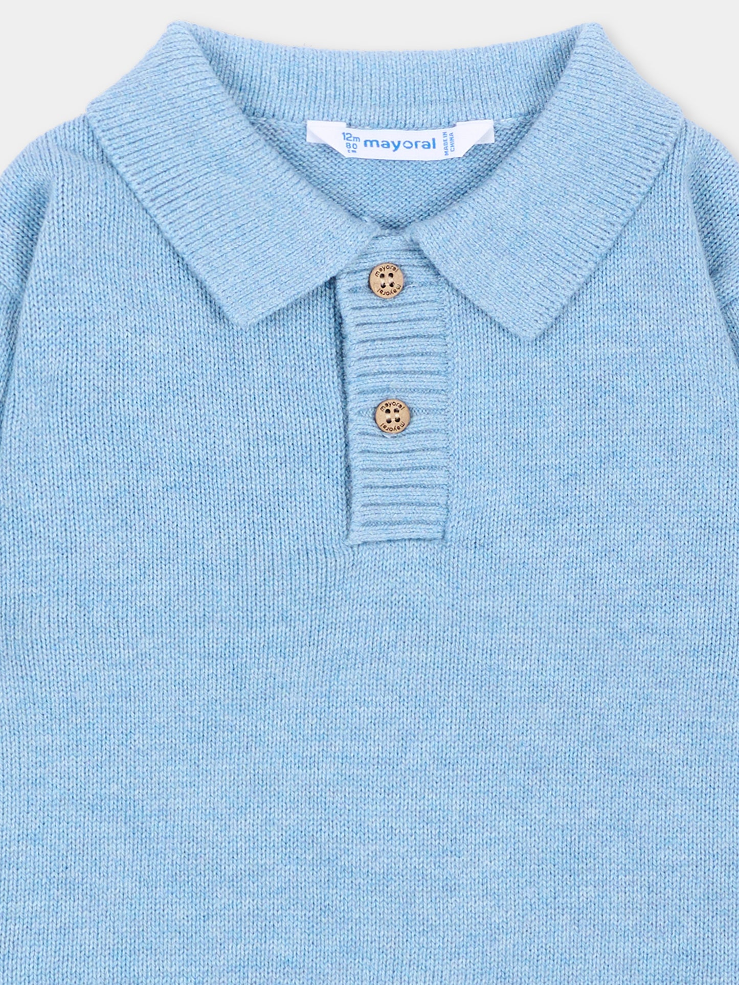 Polo celeste per neonato in maglia,Mayoral,2376 065