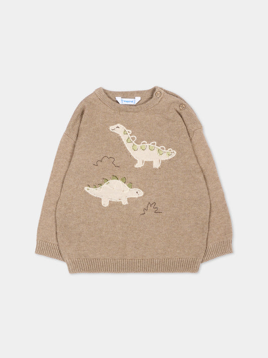 Maglione beige per neonato con dinosauri,Mayoral,2371 073
