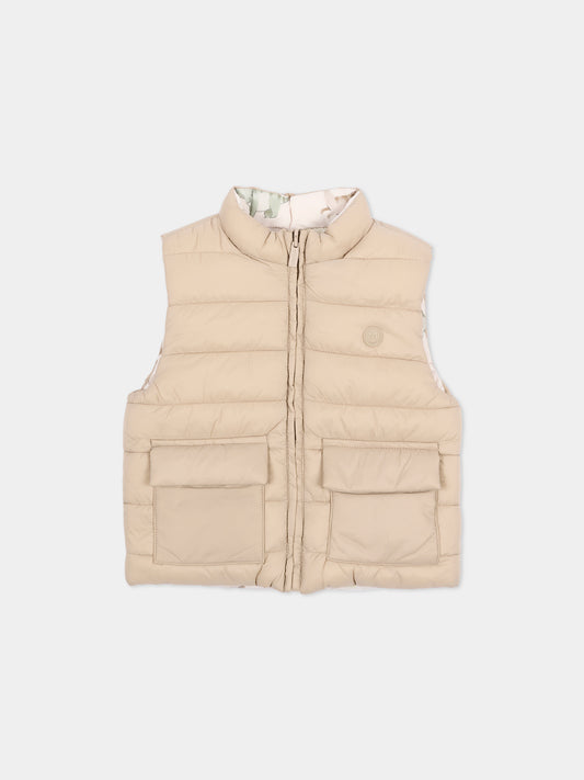 Gilet beige reversibile per neonato,Mayoral,2378 091