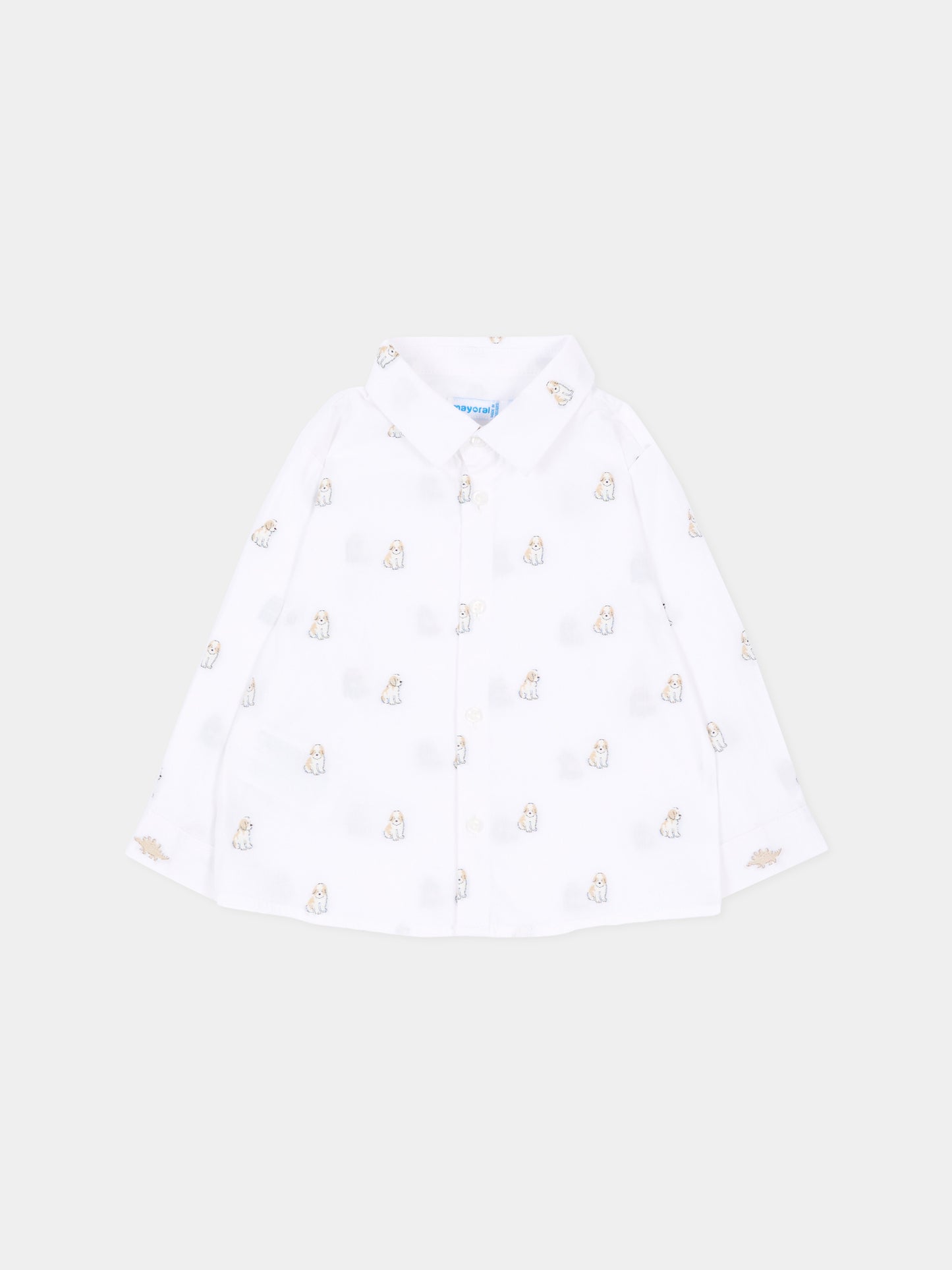 Camicia a manica lunga bianca stampata per neonato,Mayoral,2113 051