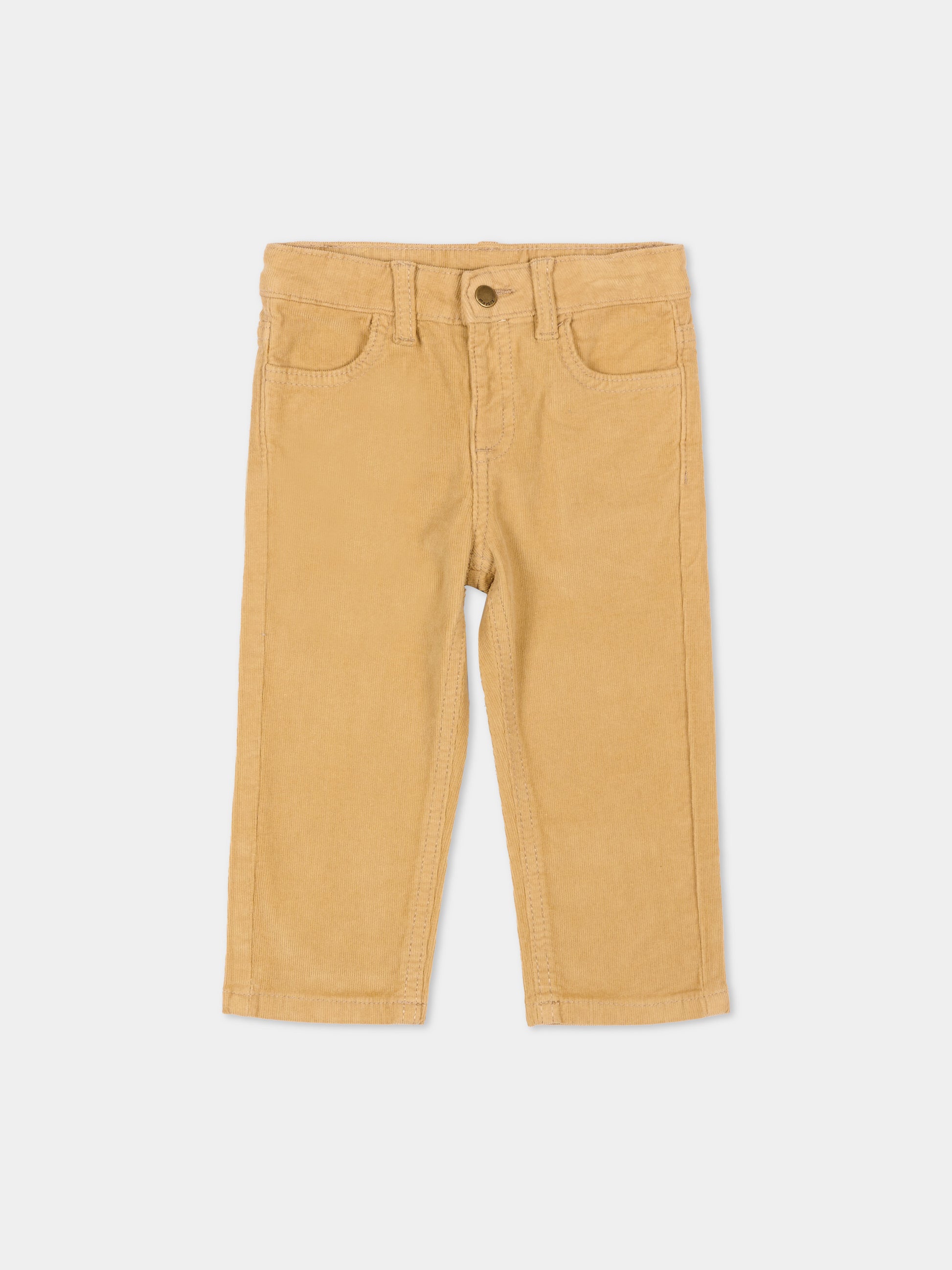 Pantalone beige per neonato con patch logo,Mayoral,542 040