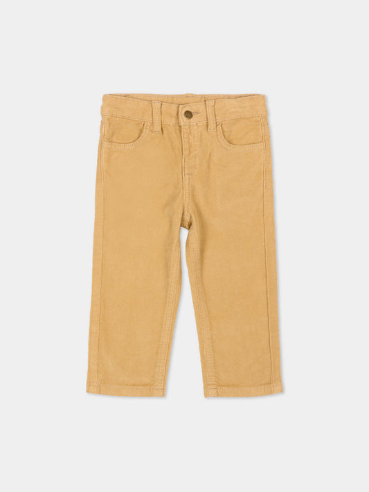 Pantalone beige per neonato con patch logo,Mayoral,542 040