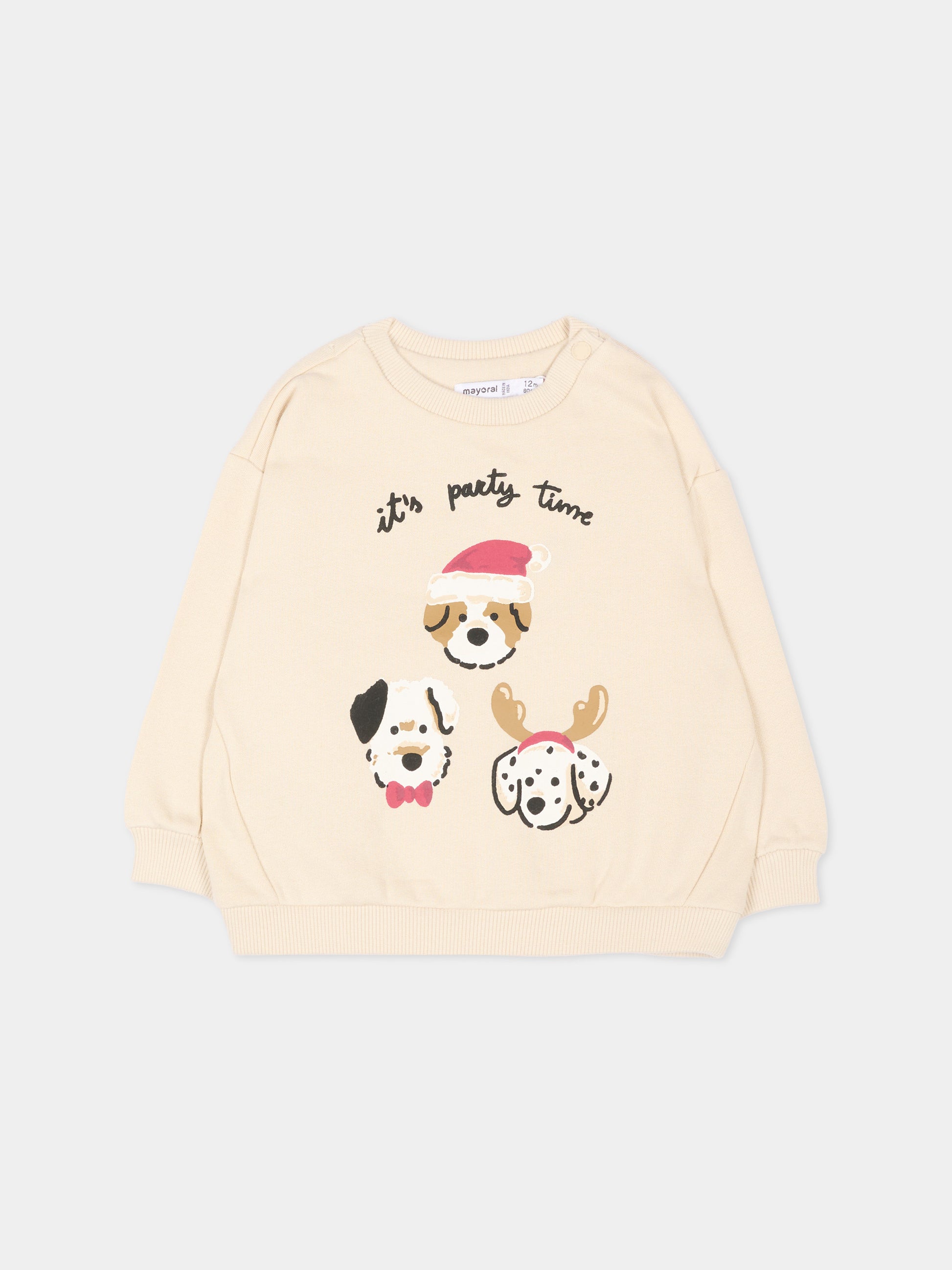 Felpa beige per neonato con cani,Mayoral,2418 018