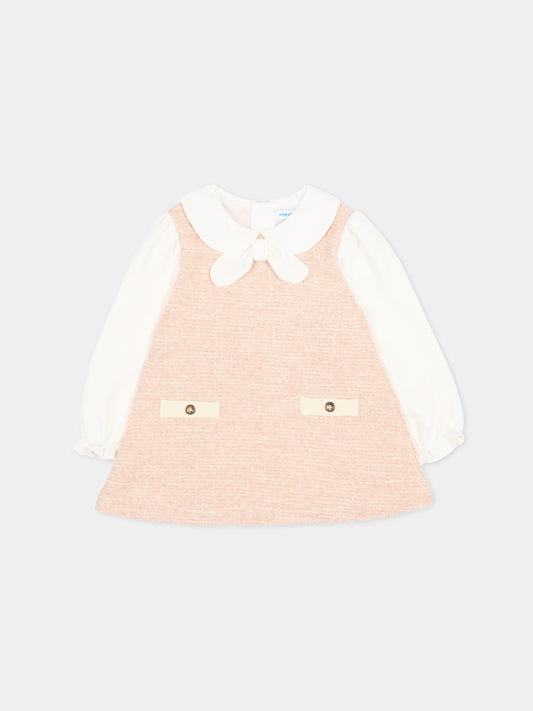 Abito elegante rosa per neonata con fiocco,Mayoral,2948 029