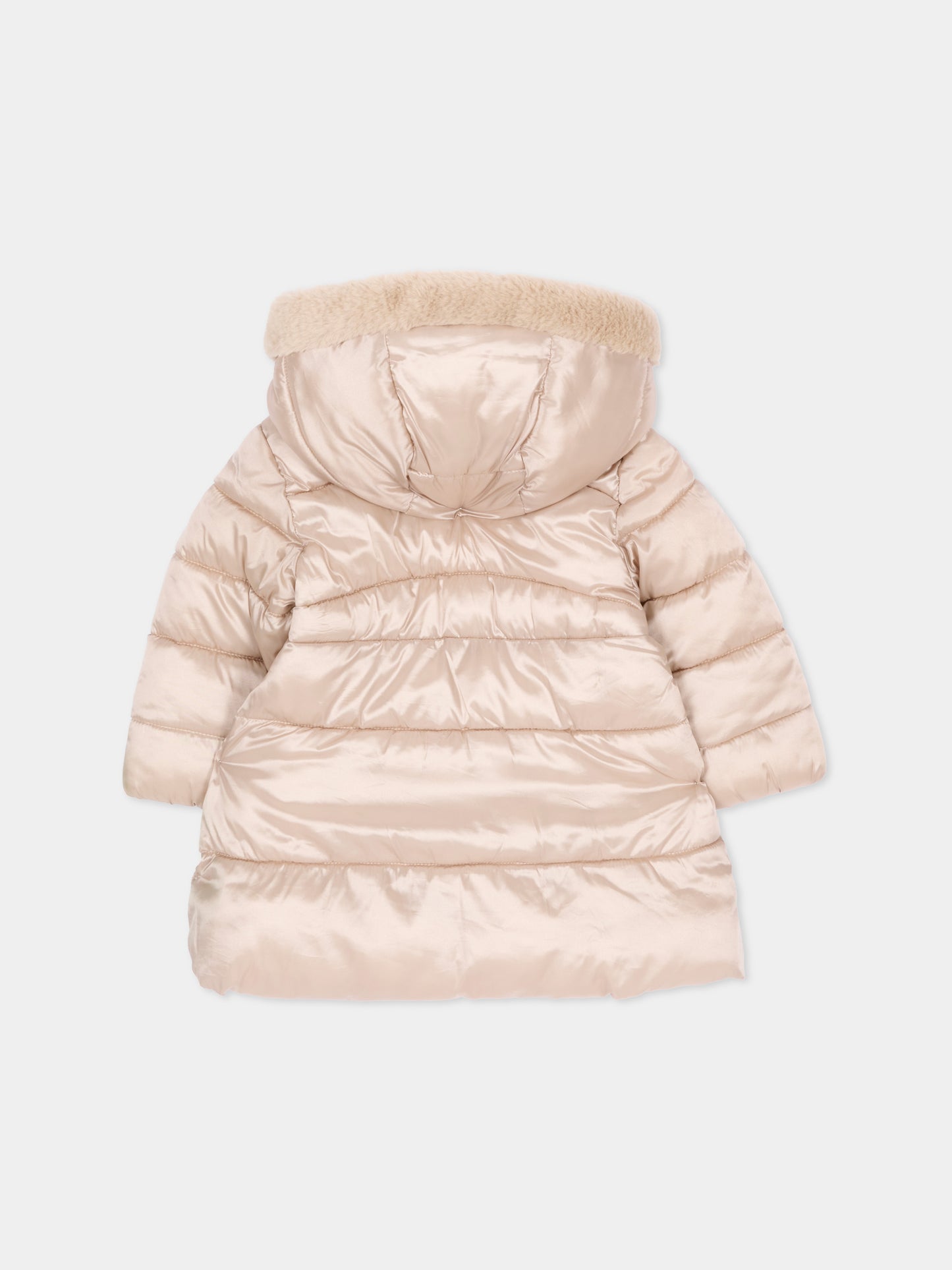 Piumino beige per neonata con cappuccio,Mayoral,2440 028