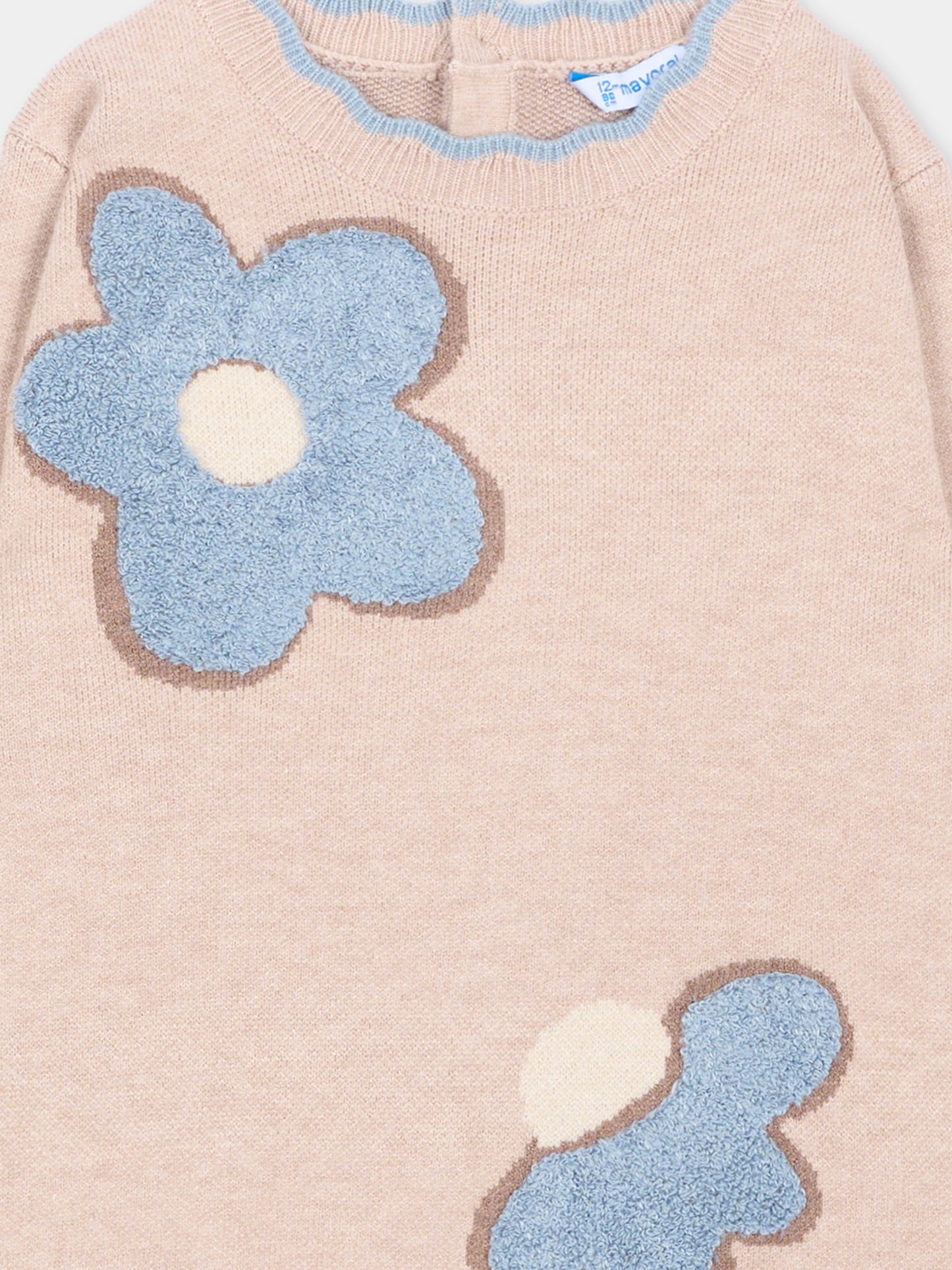 Vestito beige per neonata con fiori,Mayoral,2942 019