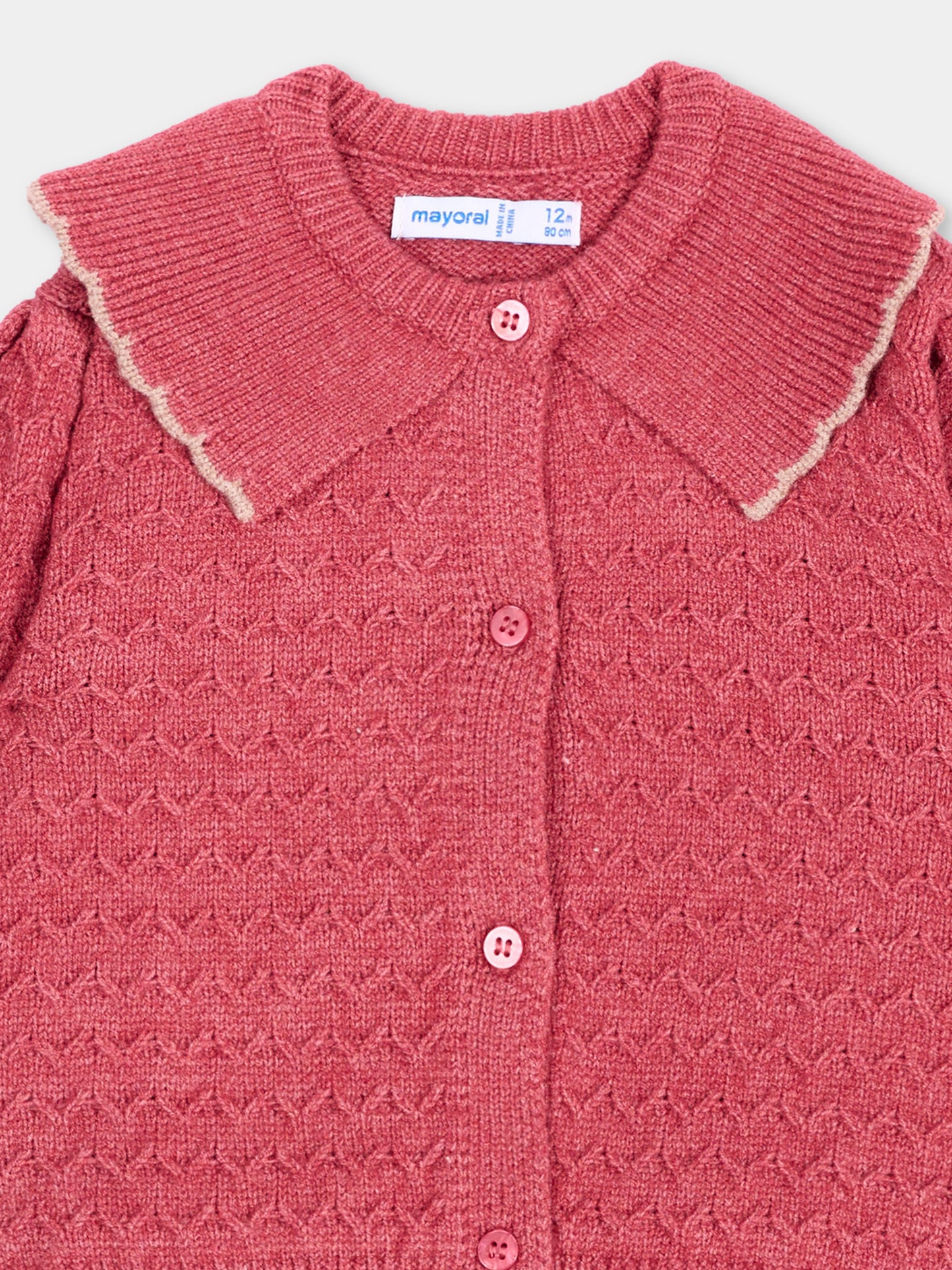 Cardigan rosa per neonata con fiori,Mayoral,2306 041