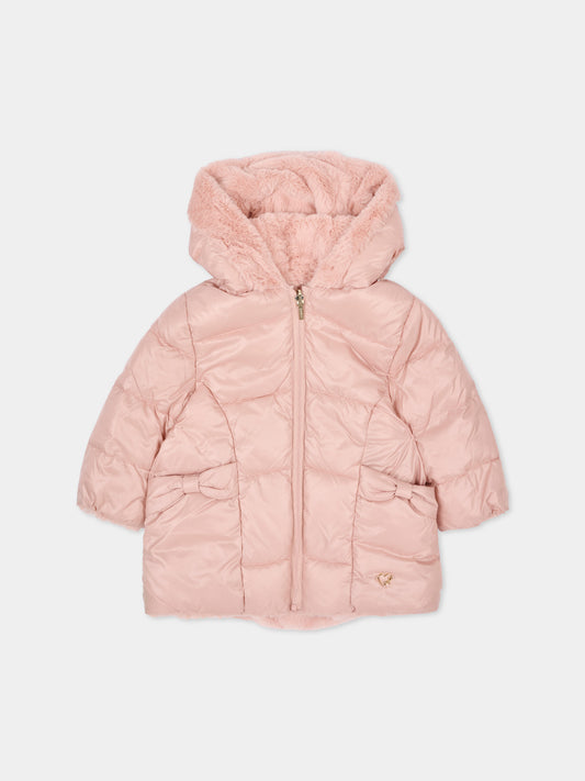 Piumino rosa per neonata con fiocchi,Mayoral,2439 094