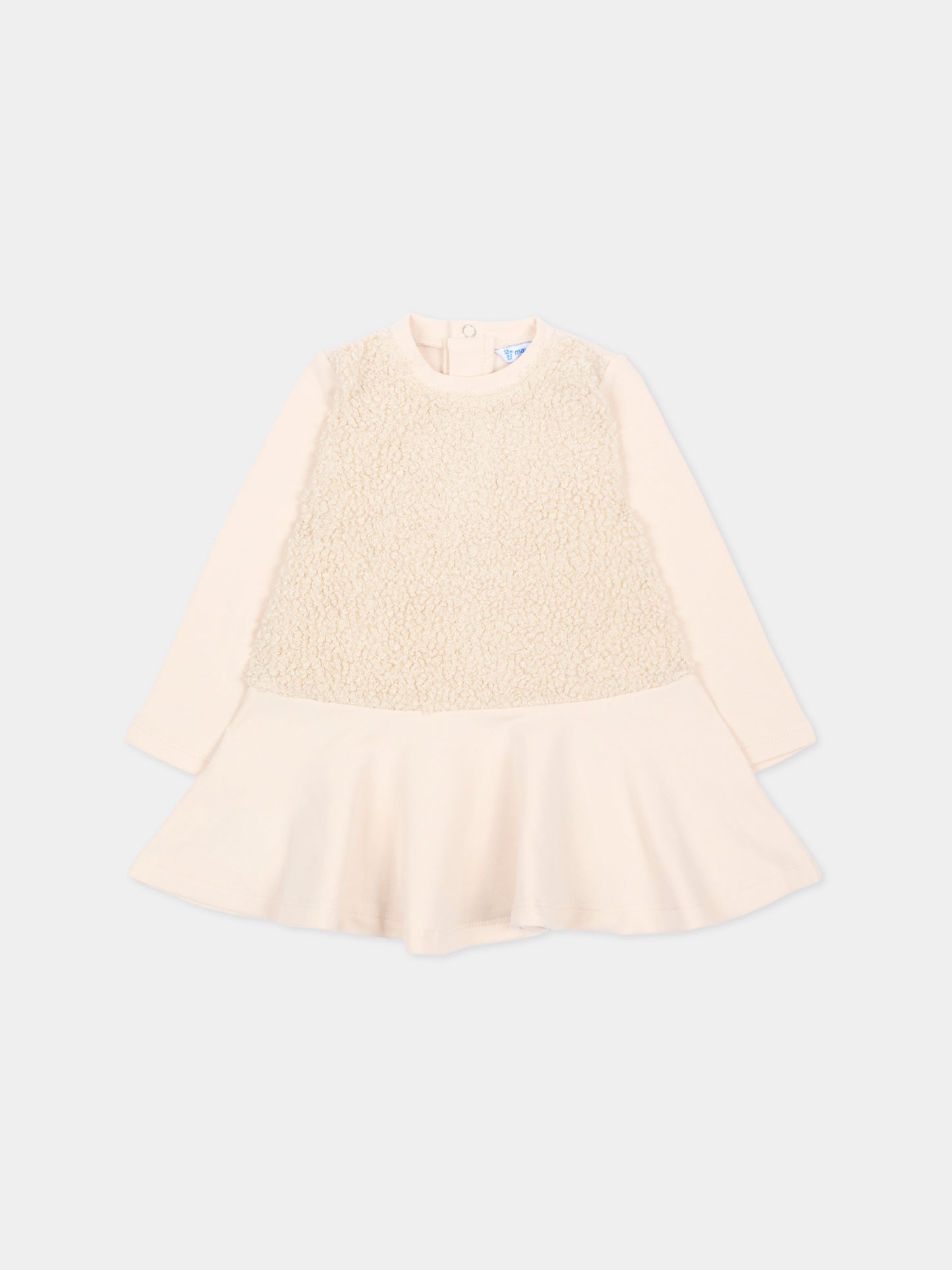 Vestito beige per neonata con orsetto,Mayoral,2904 093