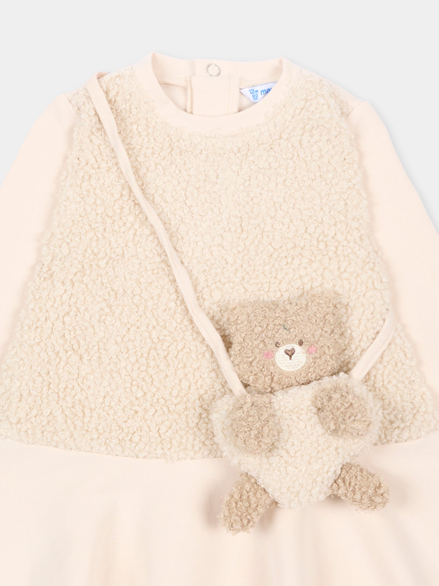 Vestito beige per neonata con orsetto,Mayoral,2904 093