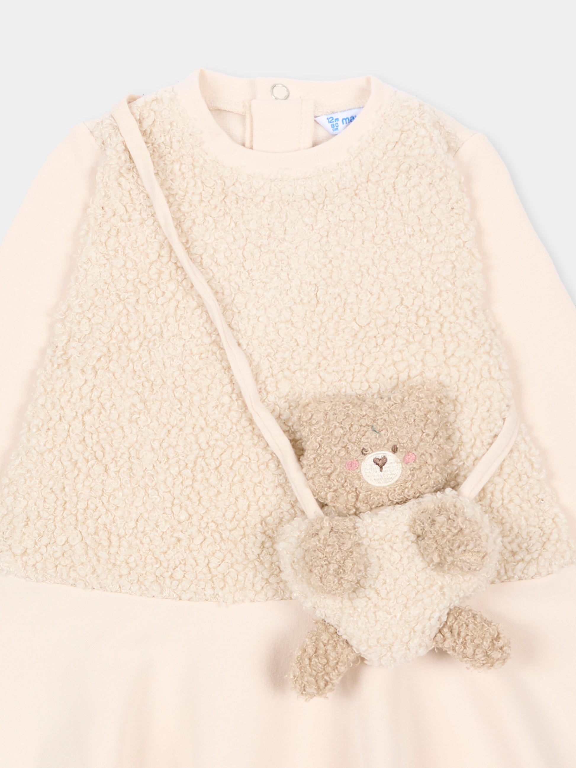 Vestito beige per neonata con orsetto,Mayoral,2904 093