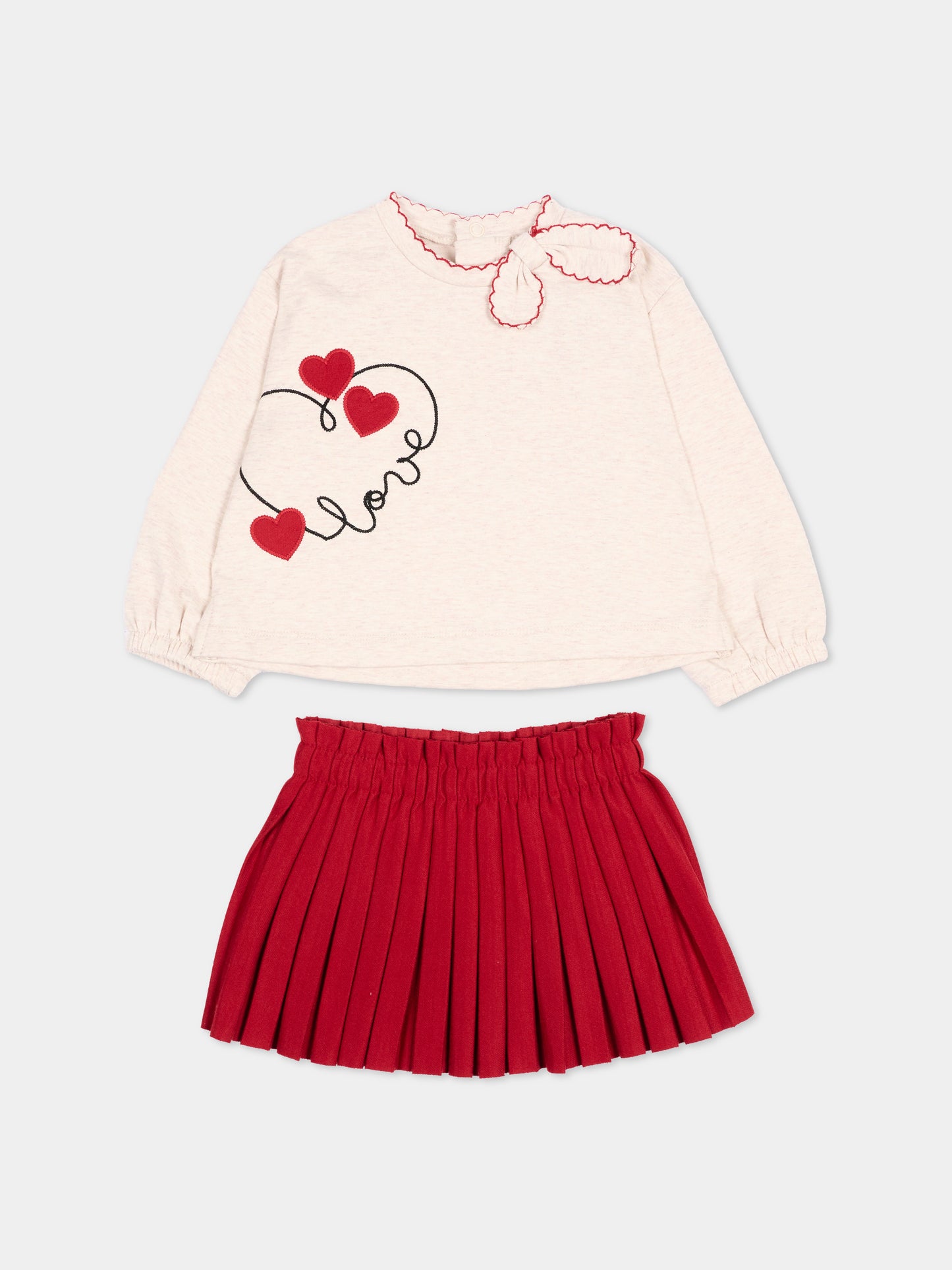 Completo sportivo rosso per neonata con cuori,Mayoral,2951 038