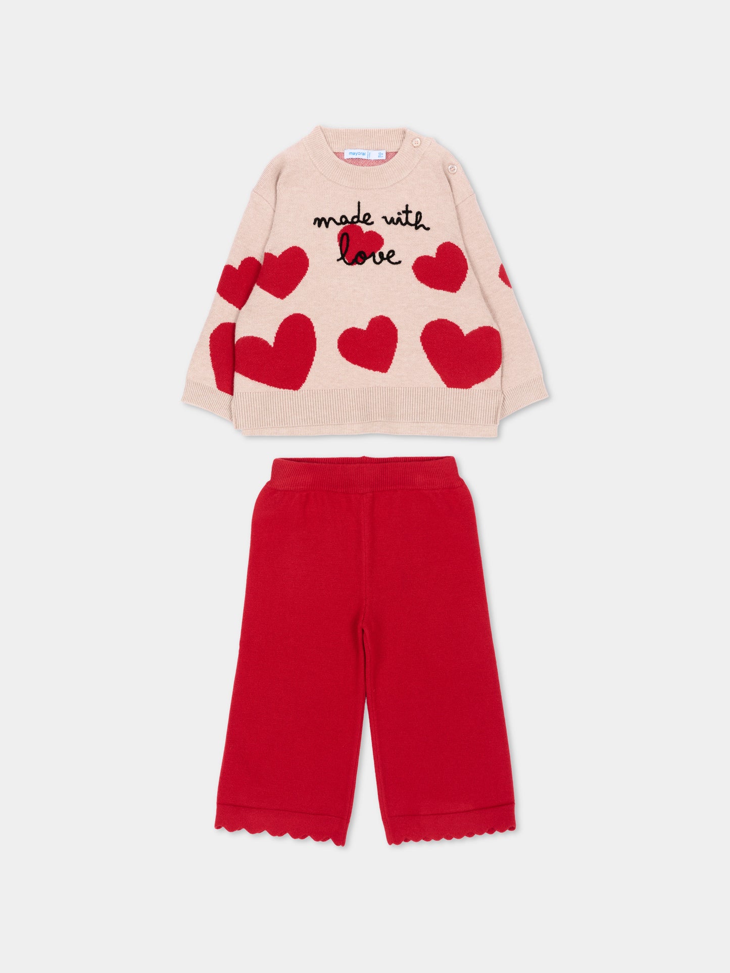 Completo sportivo rosso per neonata con cuori,Mayoral,2556 041