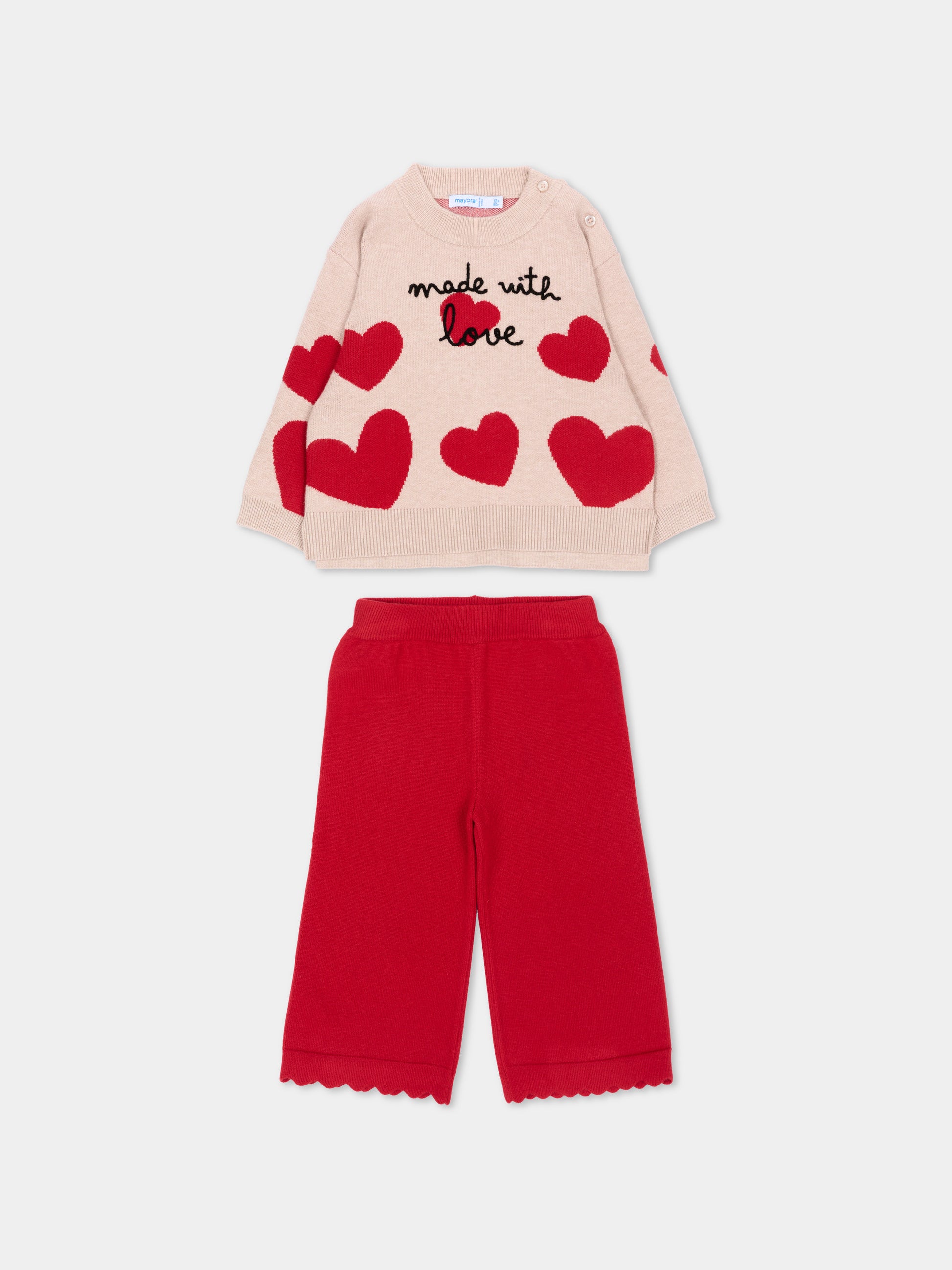 Completo sportivo rosso per neonata con cuori,Mayoral,2556 041