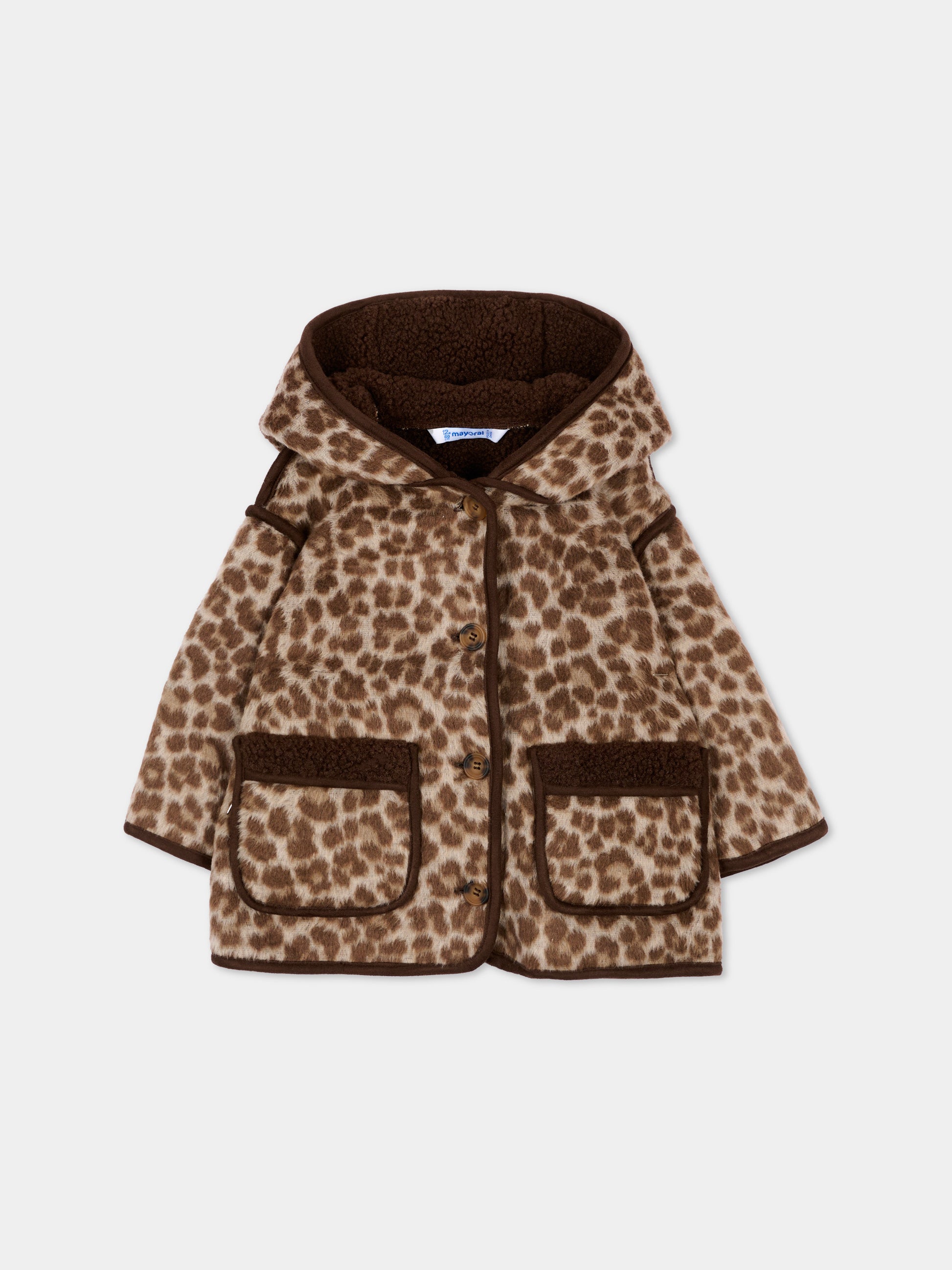 Cappotto marrone animalier per neonata,Mayoral,2434 075