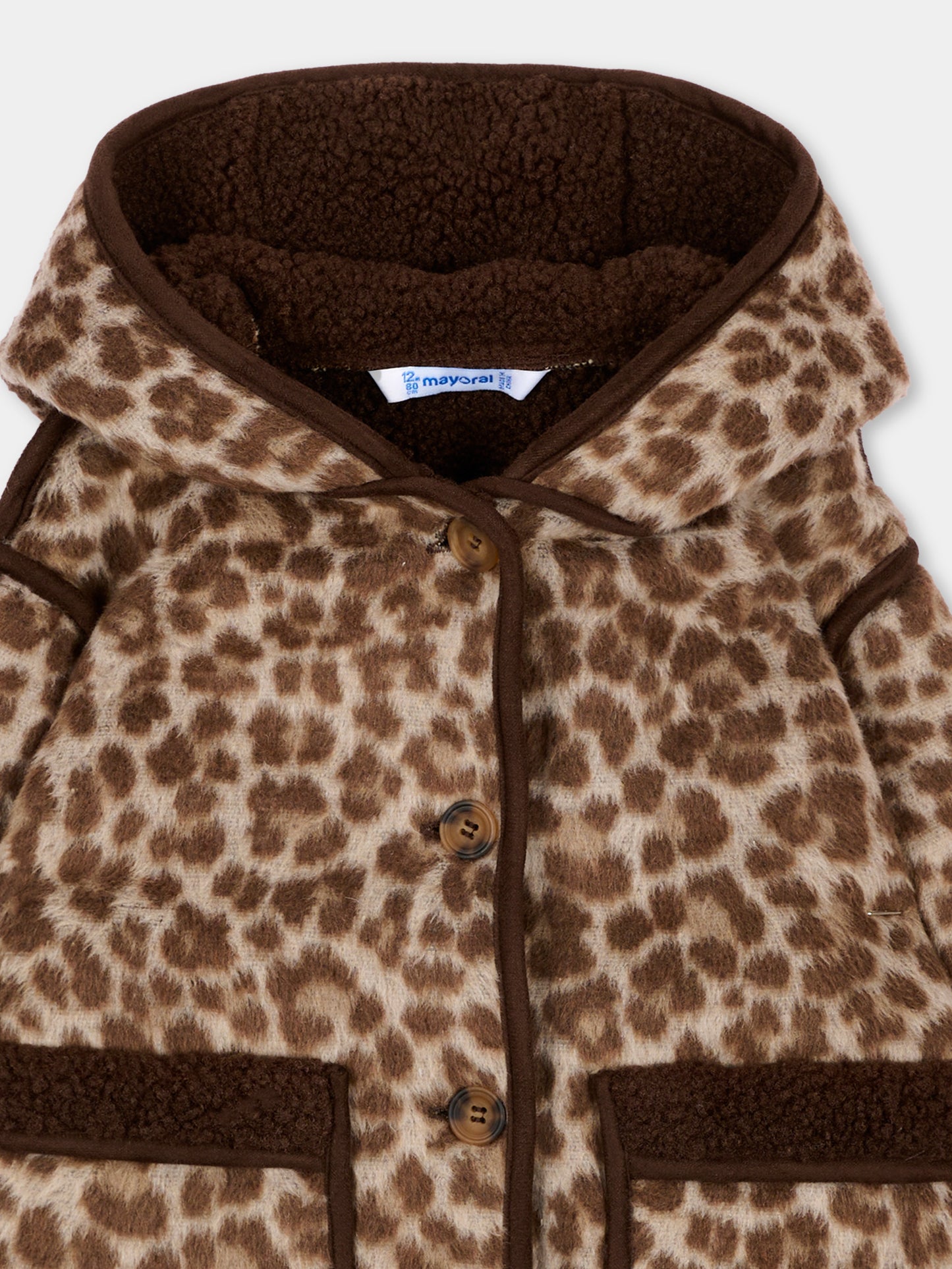 Cappotto marrone animalier per neonata,Mayoral,2434 075
