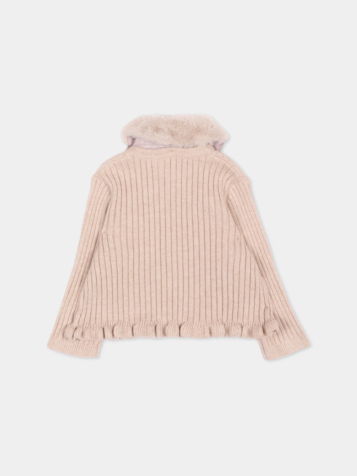 Cardigan beige per neonata con fiocchi,Mayoral,2386 061
