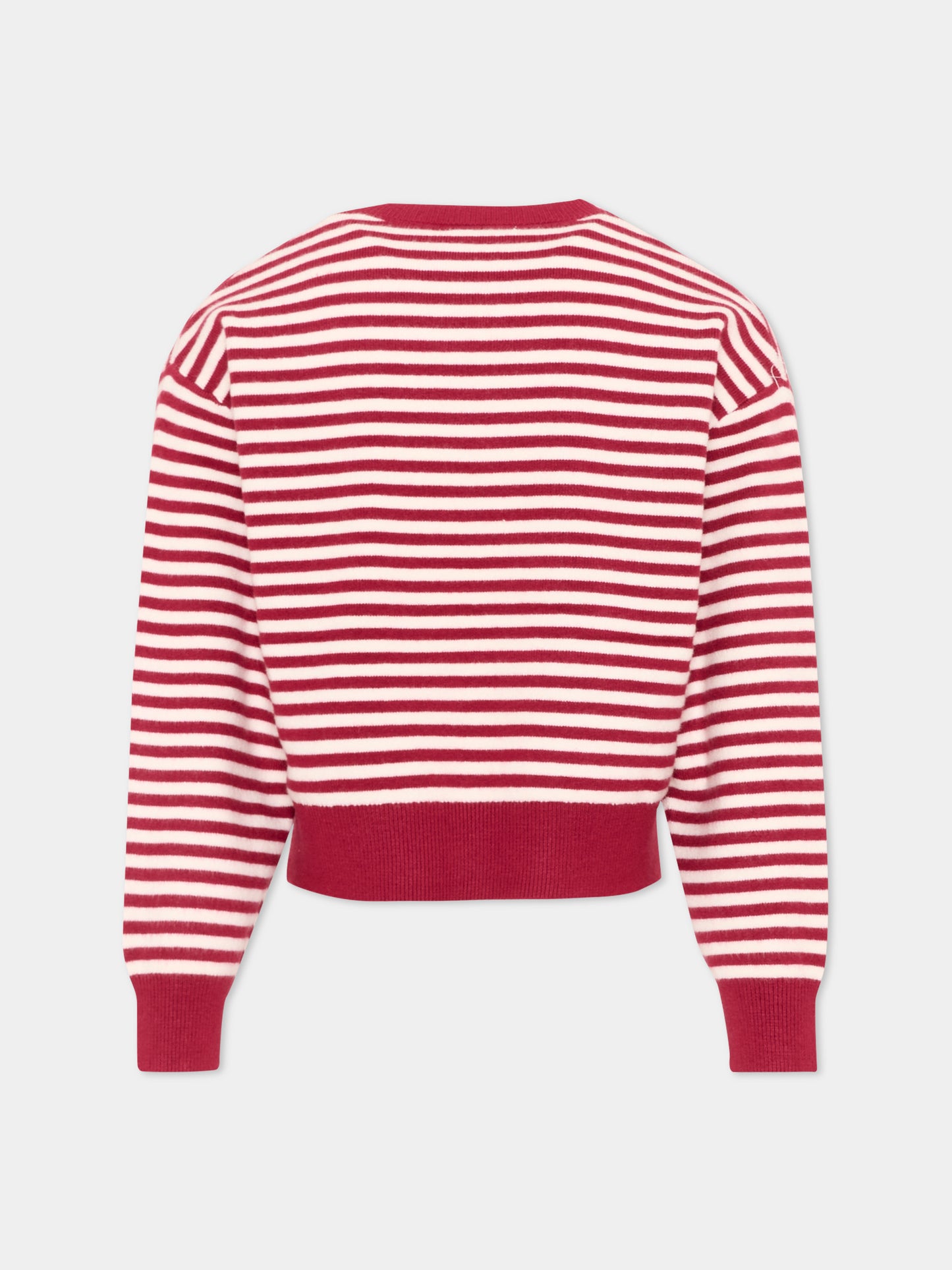 Maglione rosso a righe per bambina,Mayoral,4316 057