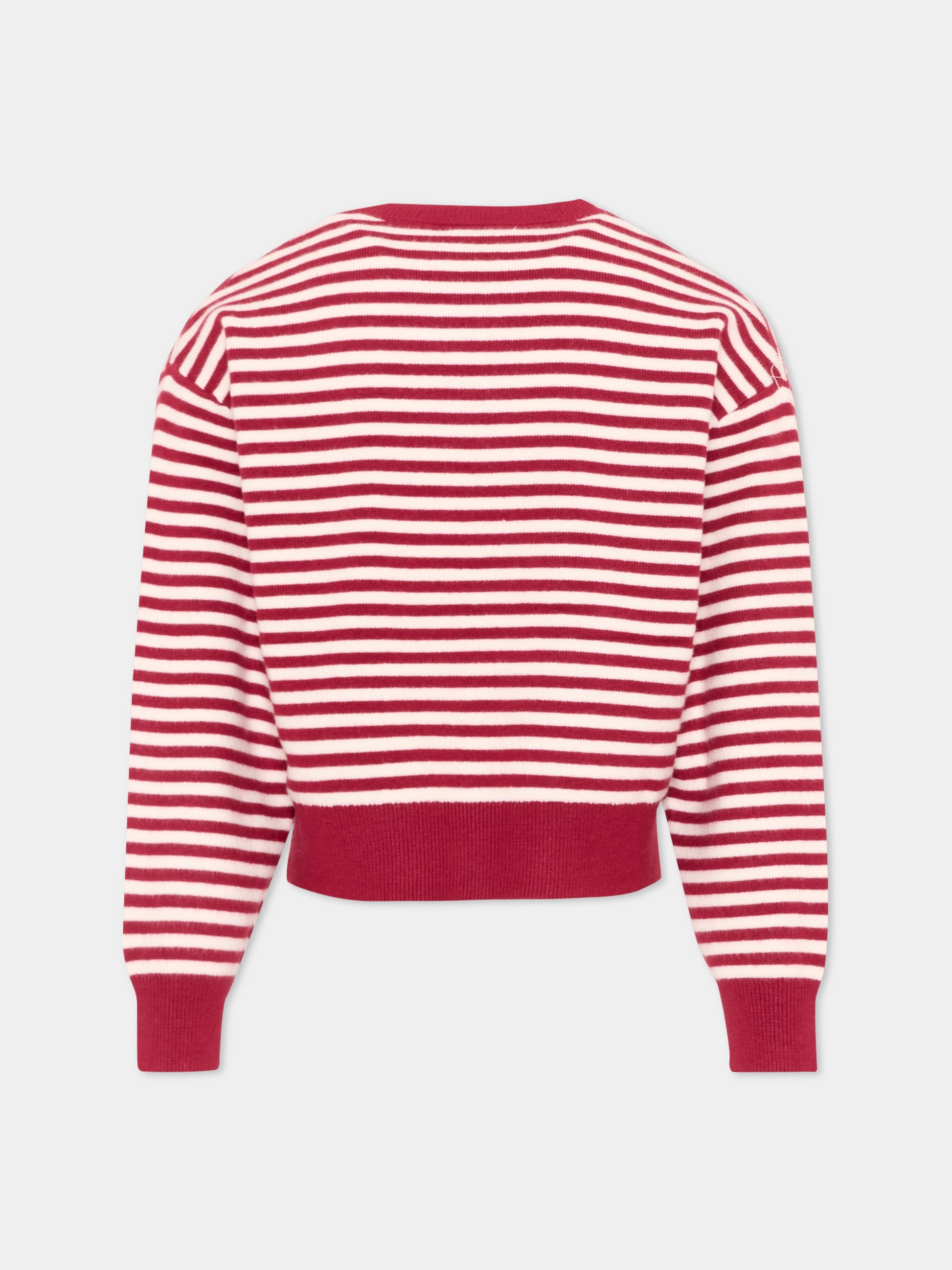 Maglione rosso a righe per bambina,Mayoral,4316 057