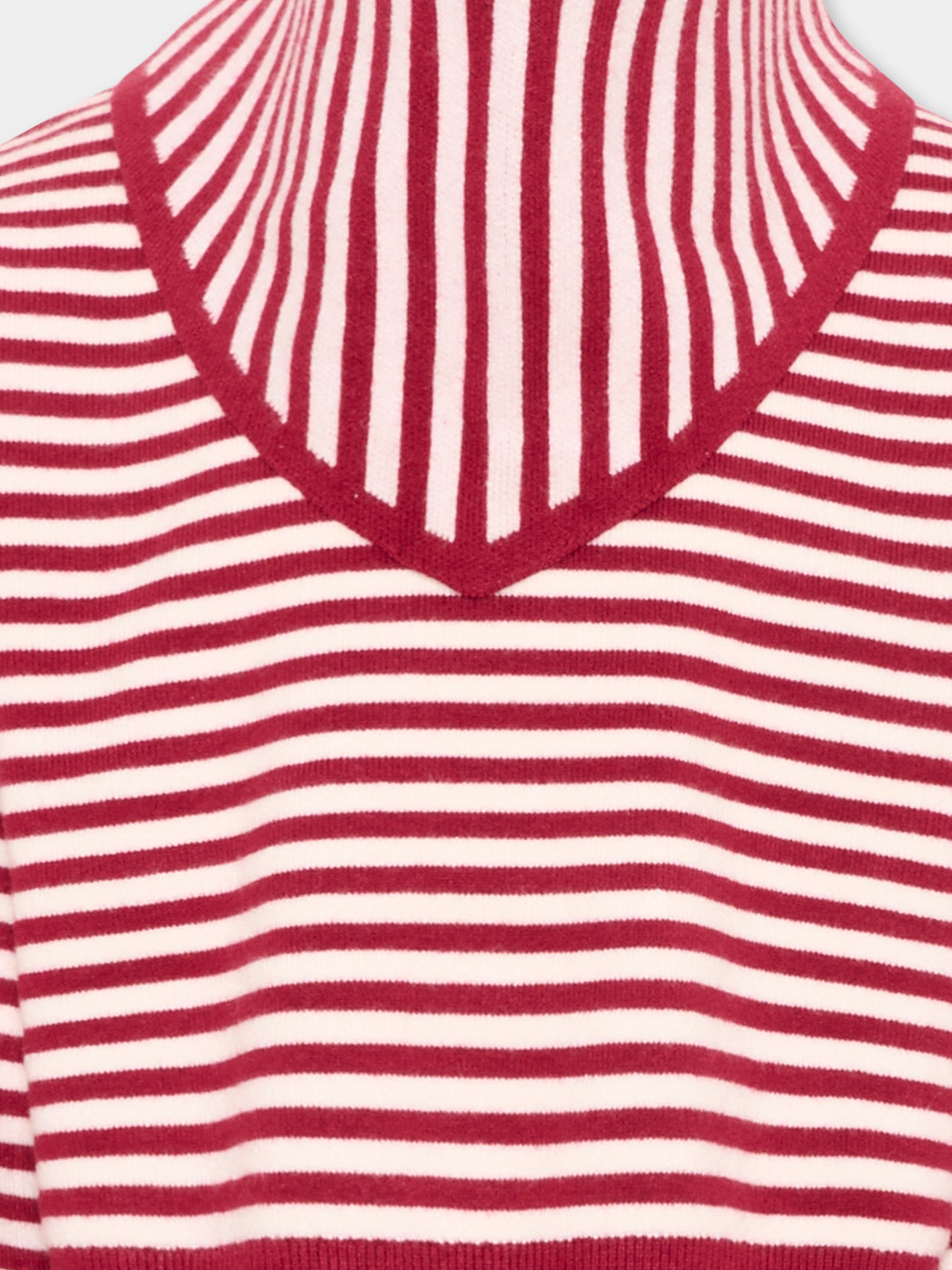Maglione rosso a righe per bambina,Mayoral,4316 057