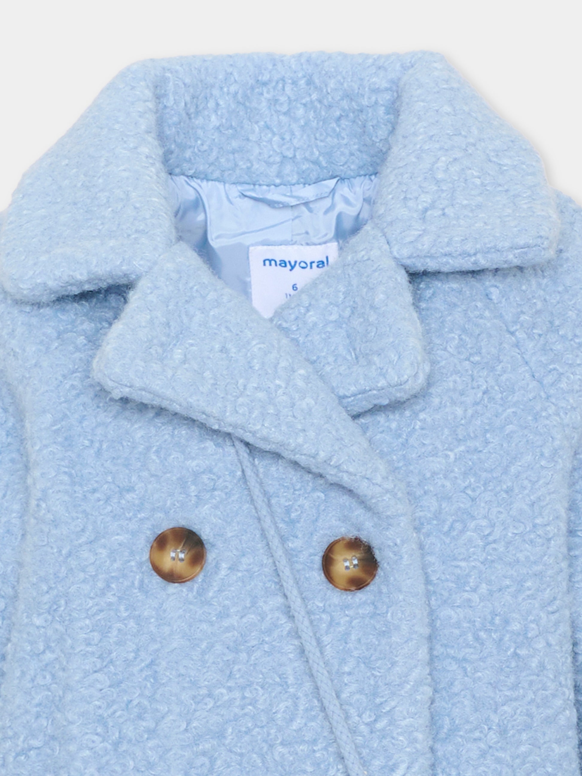 Cappotto celeste per bambina con borsetta,Mayoral,4411 011
