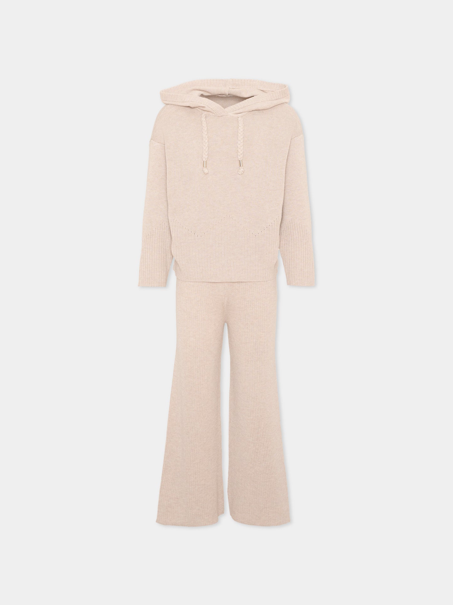 Completo sportivo beige per bambina,Mayoral,4529 089
