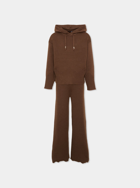 Completo sportivo marrone per bambina,Mayoral,4529 091
