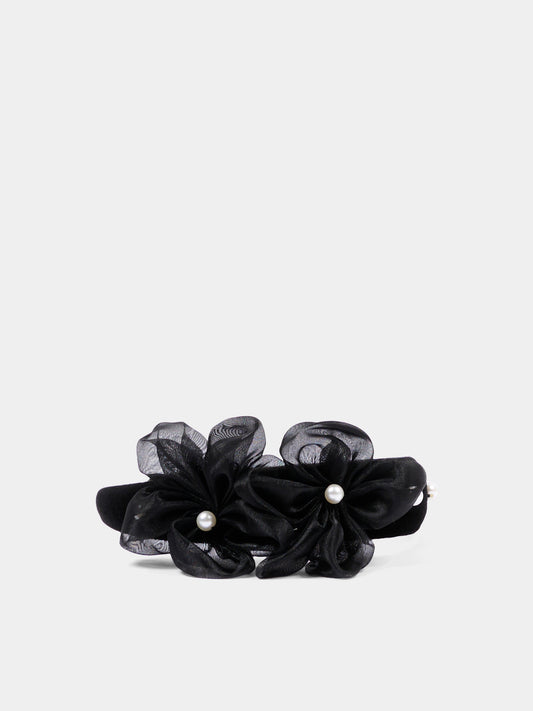 Cerchietto nero per bambina con fiori,Mayoral,10314 010