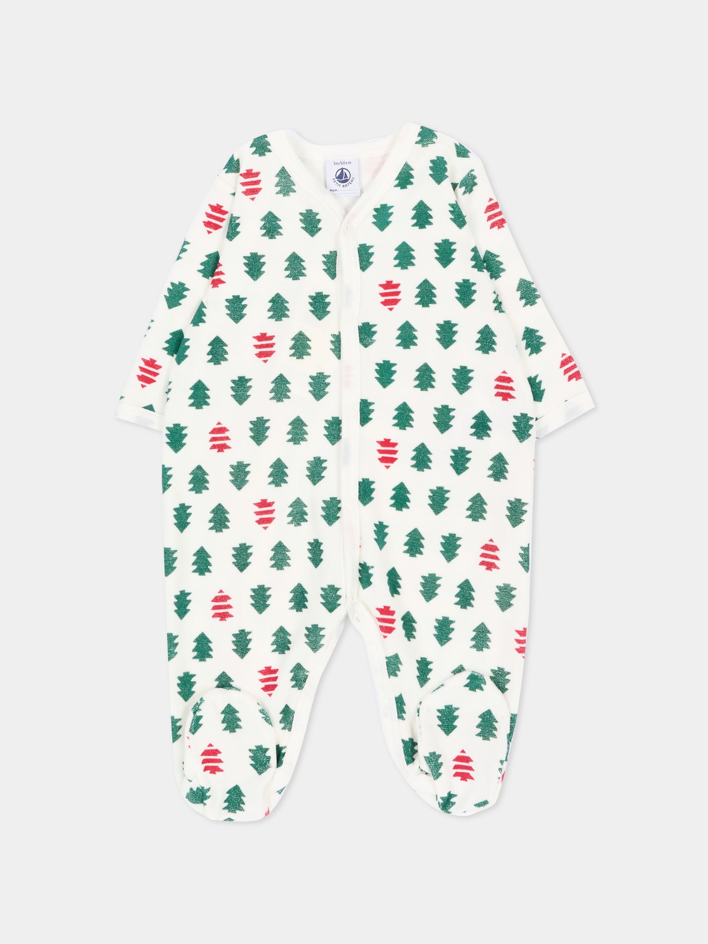 Tutina bianca per neonato con alberi,Petit Bateau,A0HCF 01