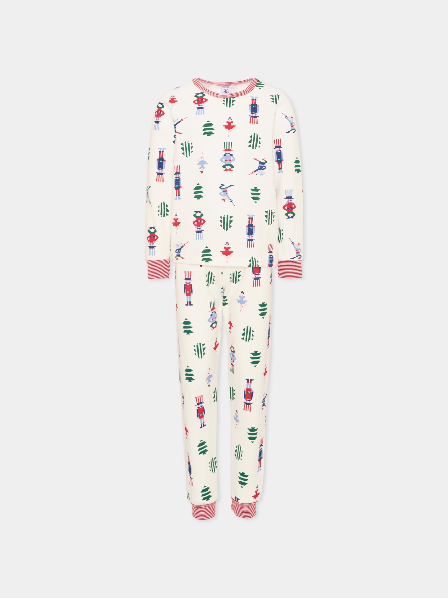Pigiama bianco per bambina con stampa all-over,Petit Bateau,A0GDL 01