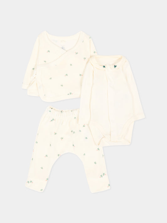 Completo nascita avorio per neonati floreale,Petit Bateau,A0GP0 01